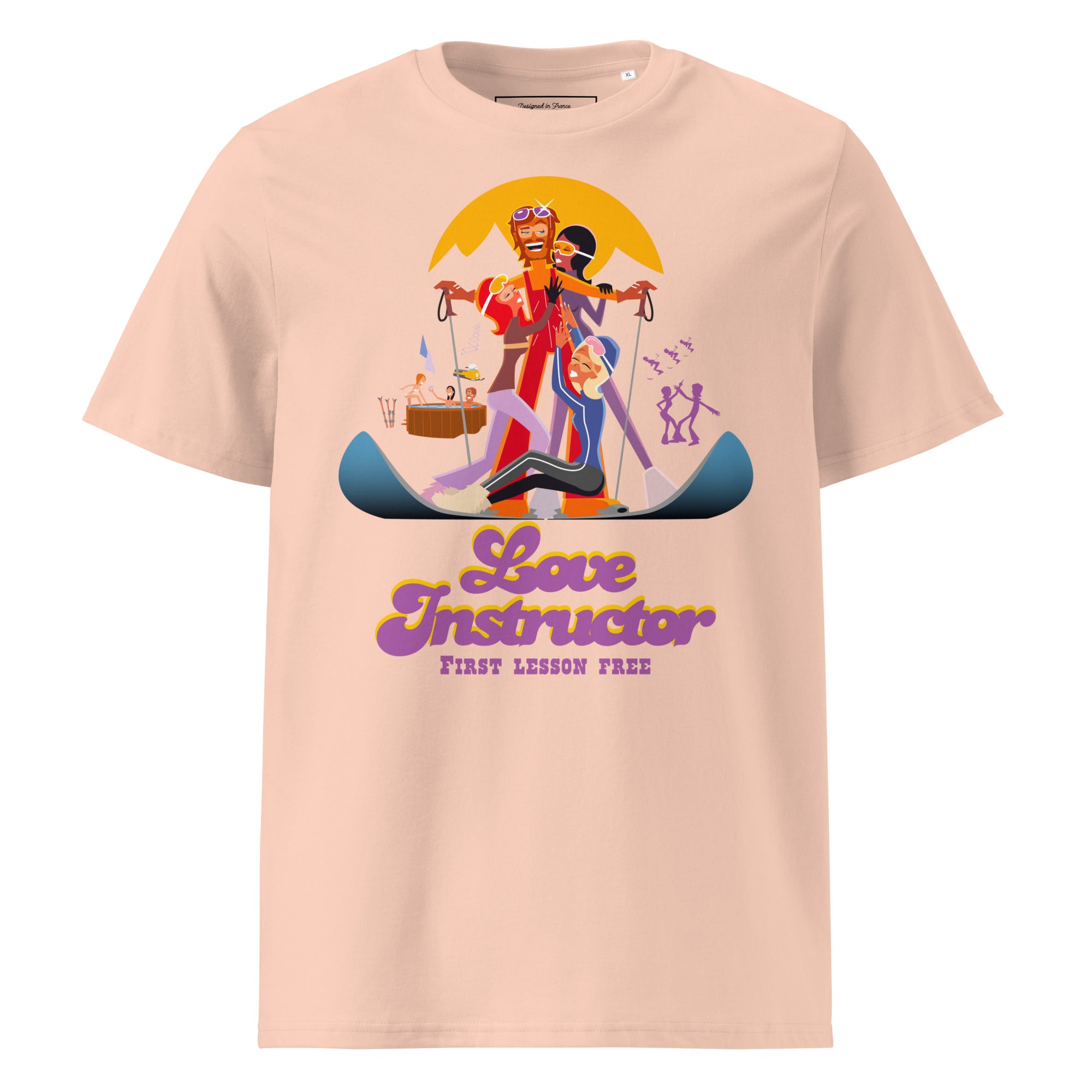 T-shirt unisexe en coton biologique Love instructor First lesson free sur couleurs claires