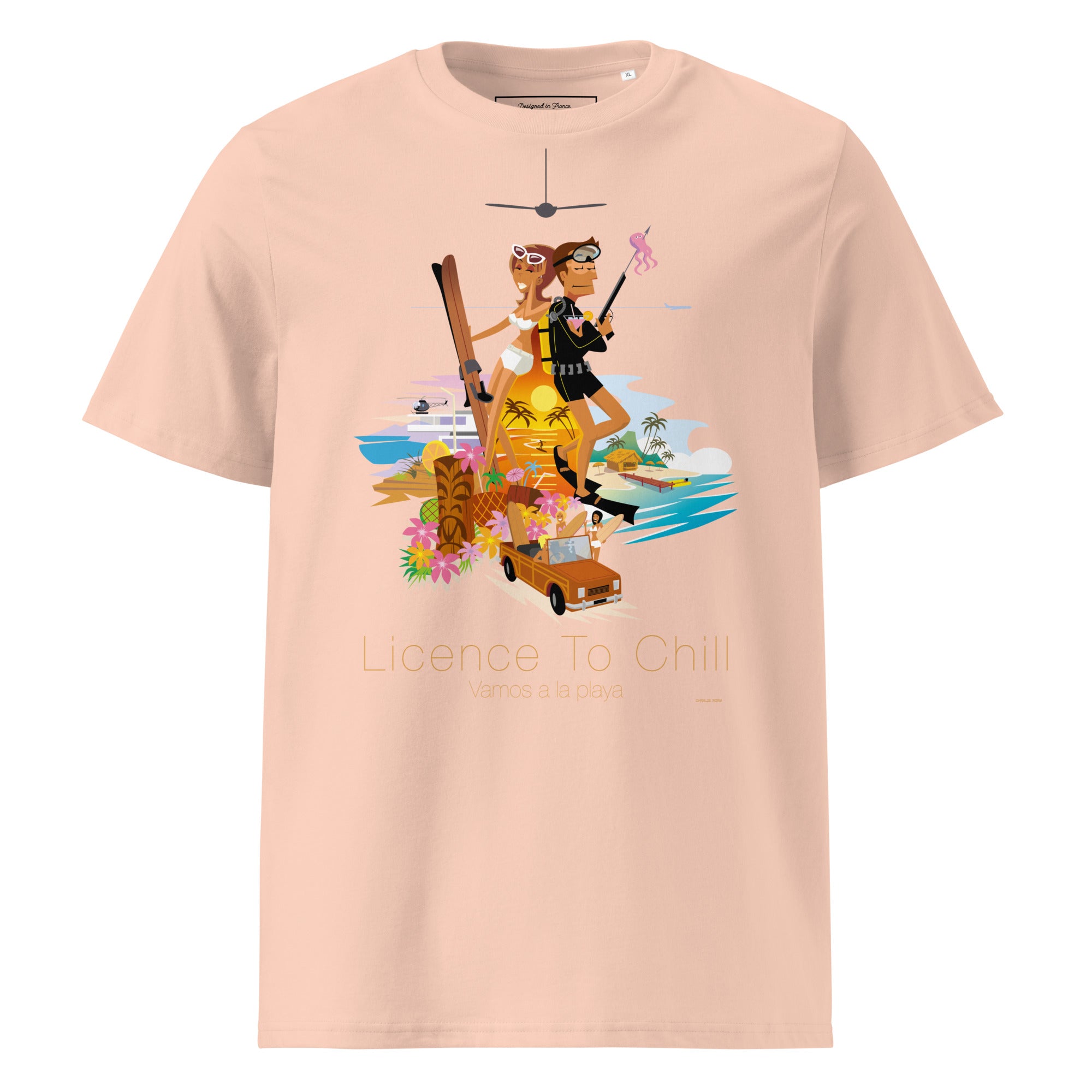 Unisex organic cotton t-shirt License To Chill Vamos a la Playa on light colors