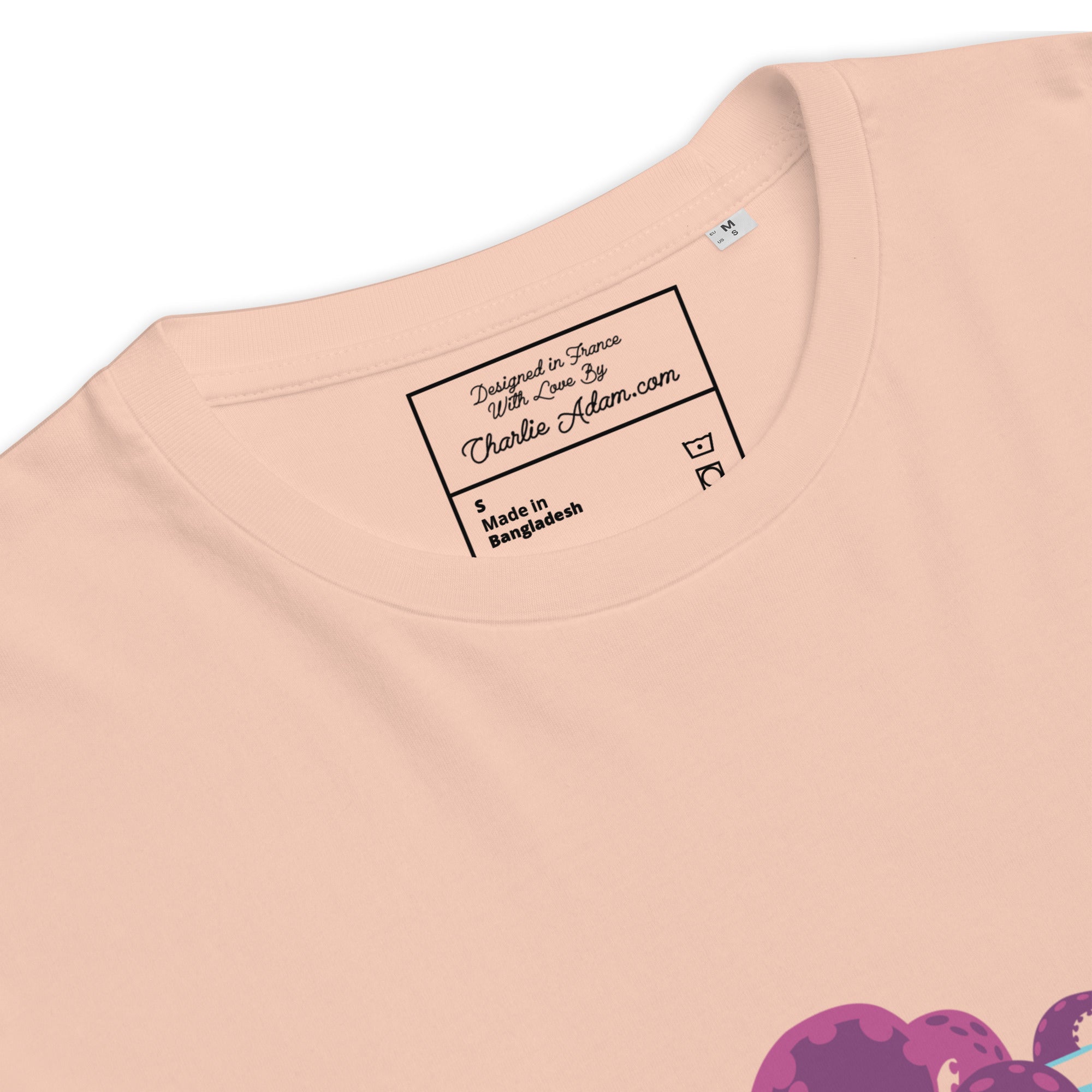 T-shirt unisexe en coton biologique Octopus Purple sur couleurs claires