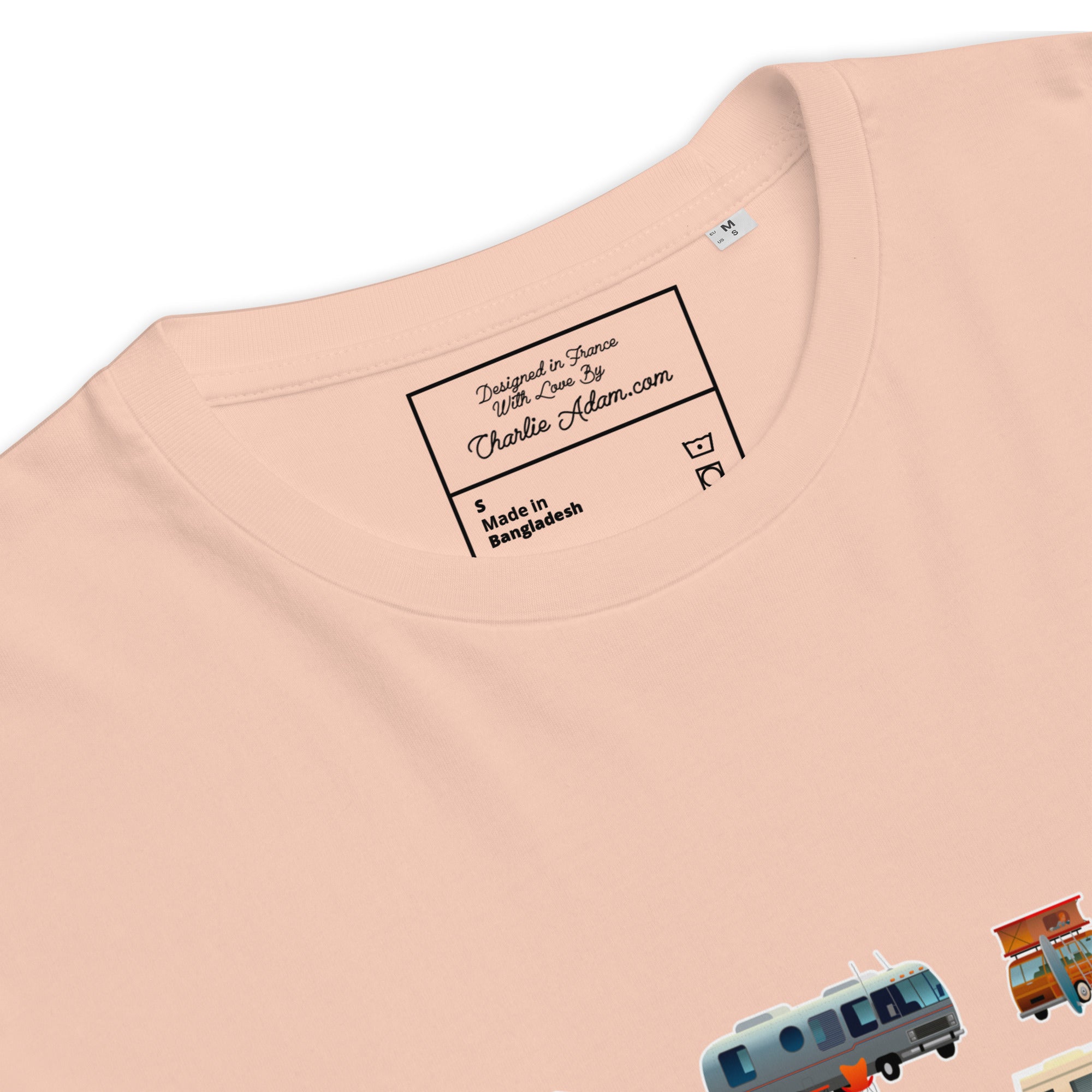 T-shirt unisexe en coton biologique Square Vintage Campers sur couleurs claires
