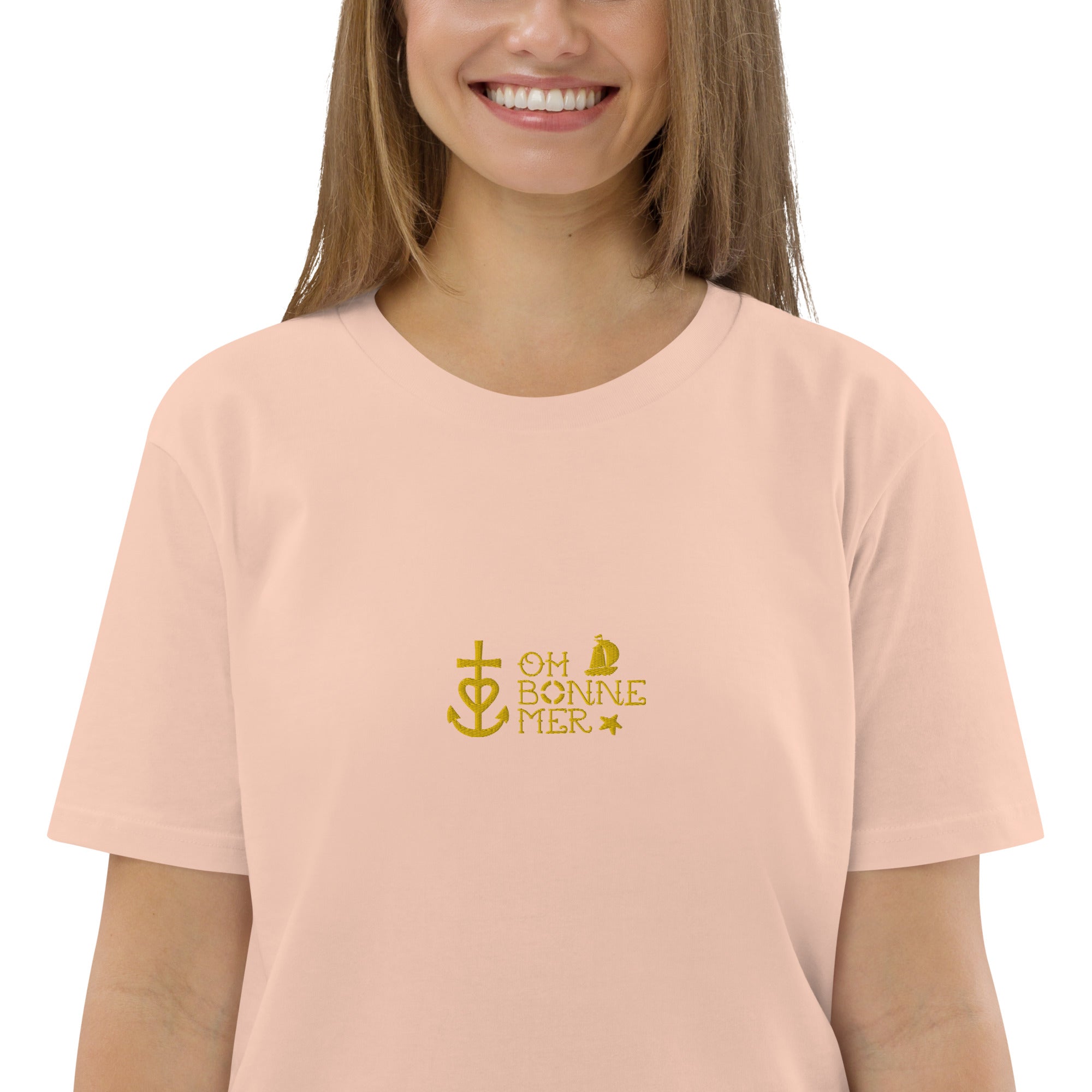 T-shirt unisexe en coton biologique Oh Bonne Mer 2 brodé sur couleurs claires
