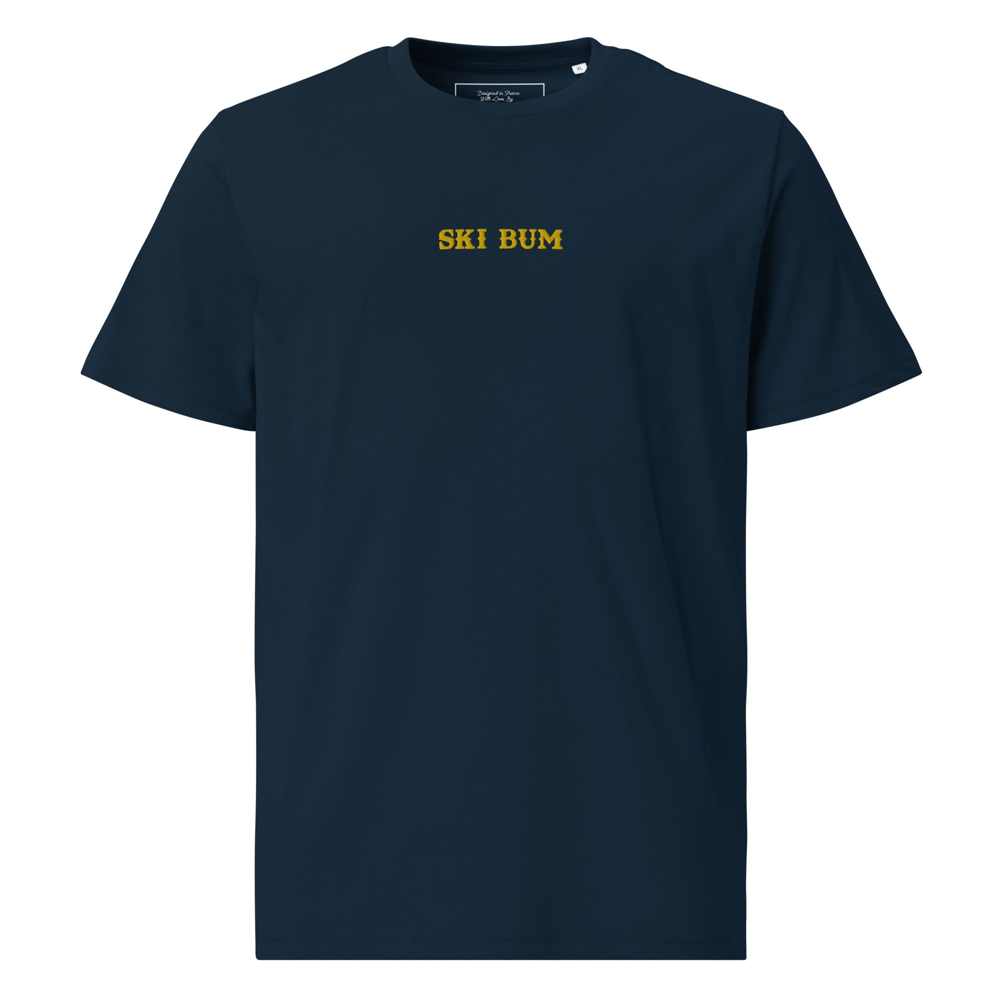 Unisex organic cotton t-shirt Ski Bum embroidered pattern
