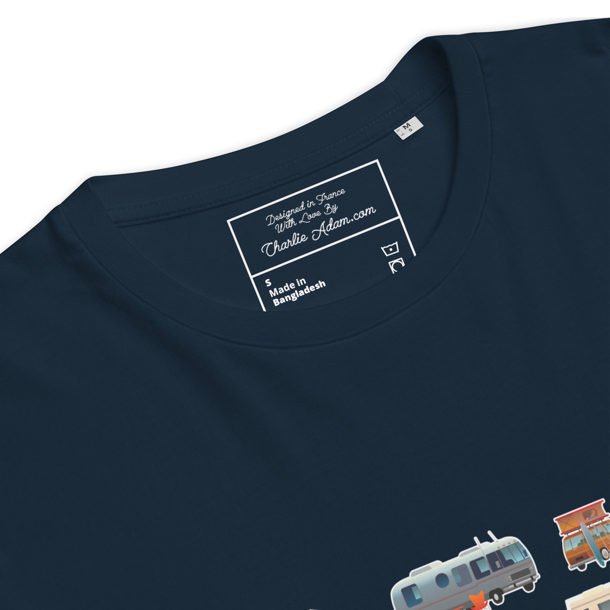 T-shirt unisexe en coton biologique Square Vintage Campers sur couleurs foncées