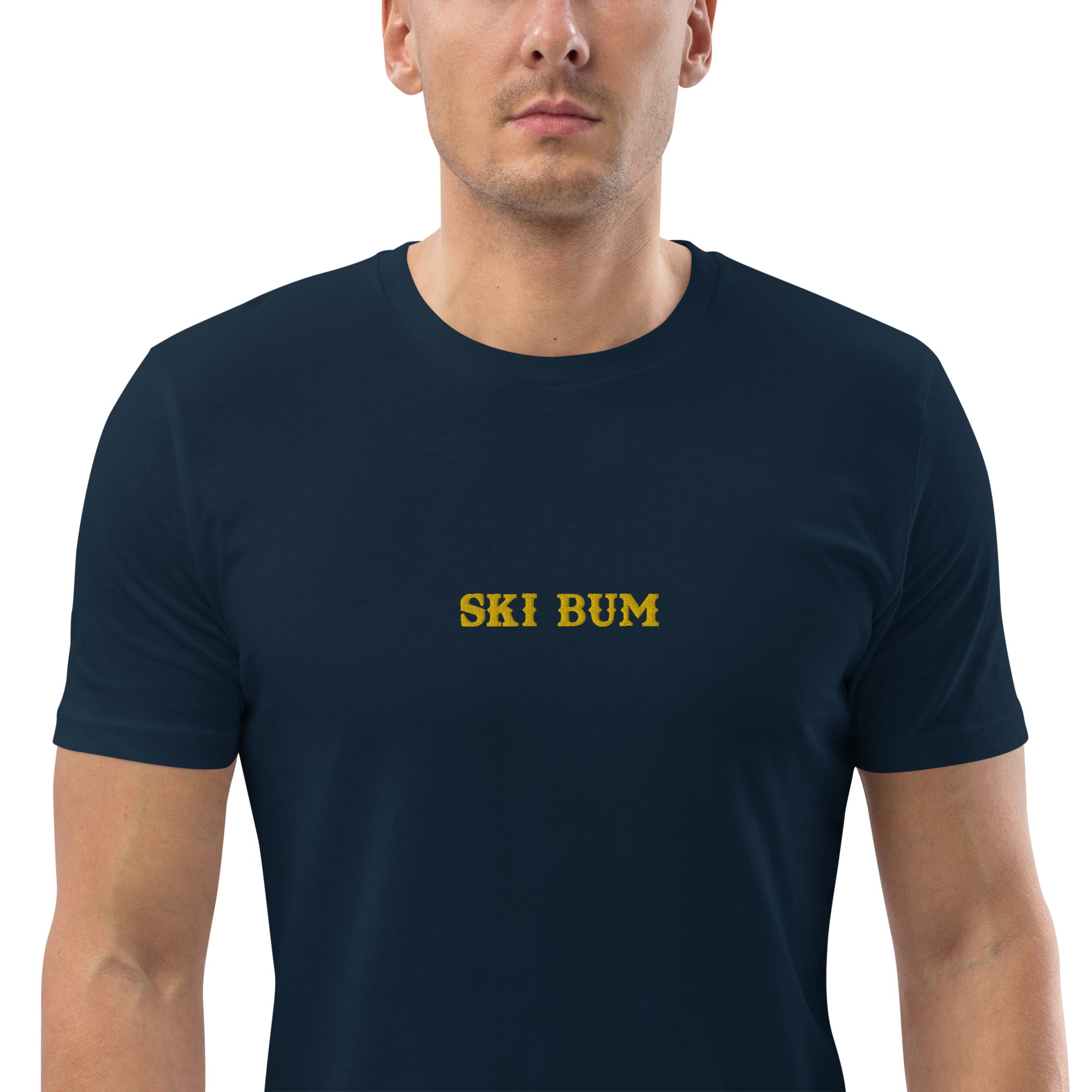 Unisex organic cotton t-shirt Ski Bum embroidered pattern
