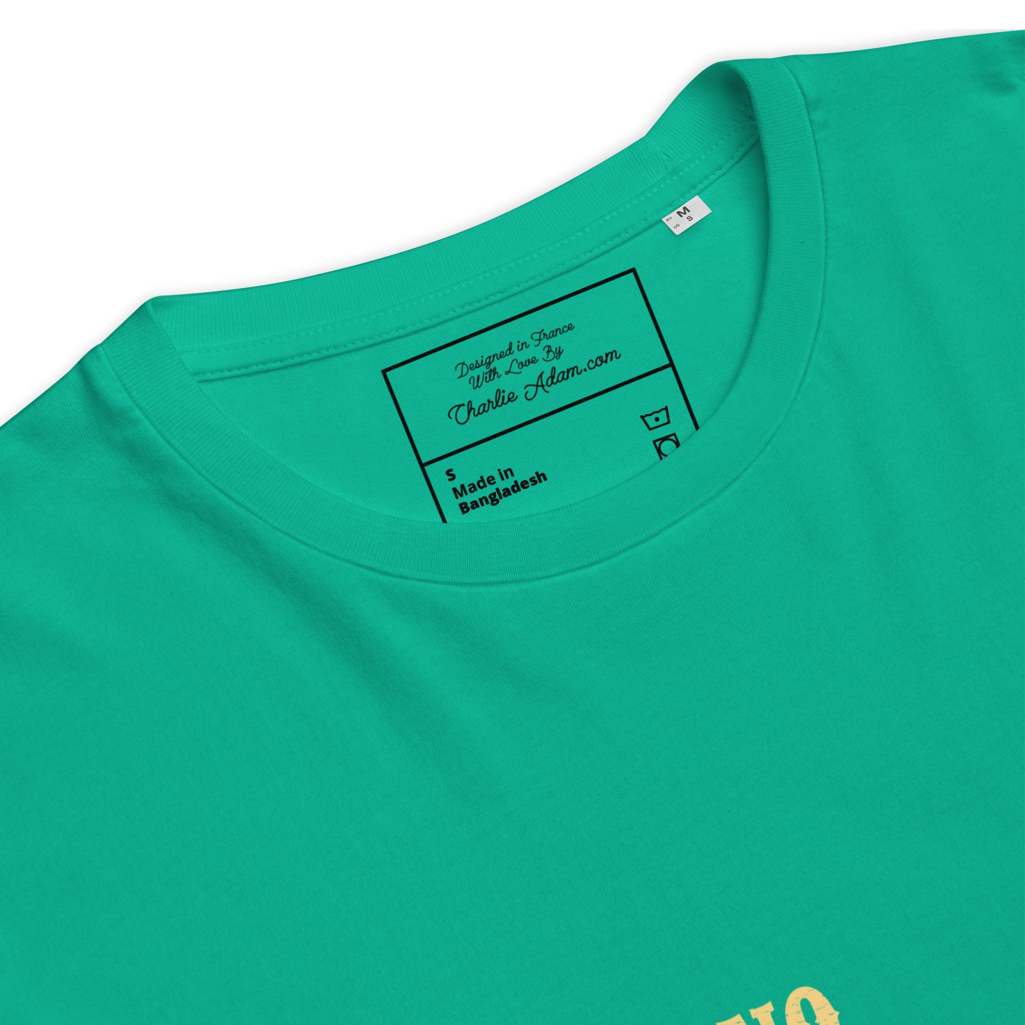 T-shirt unisexe en coton biologique No Skiboots on Dancefloor texte clair