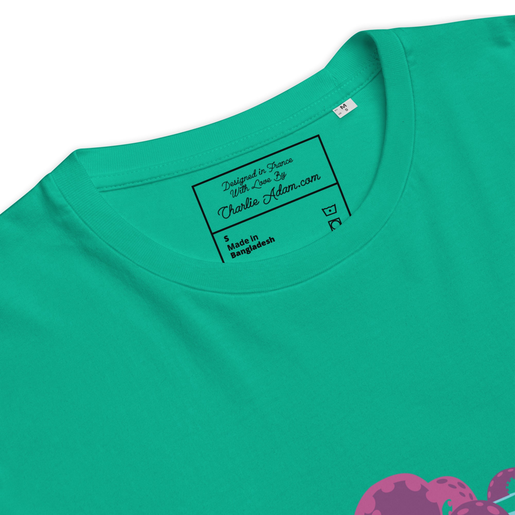 T-shirt unisexe en coton biologique Octopus Purple sur couleurs claires