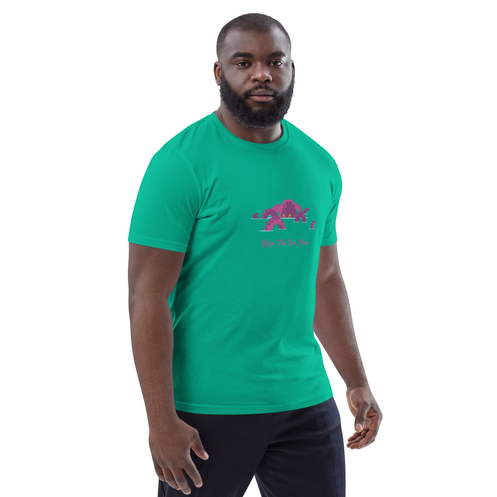 T-shirt unisexe en coton biologique Octopus Purple sur couleurs claires