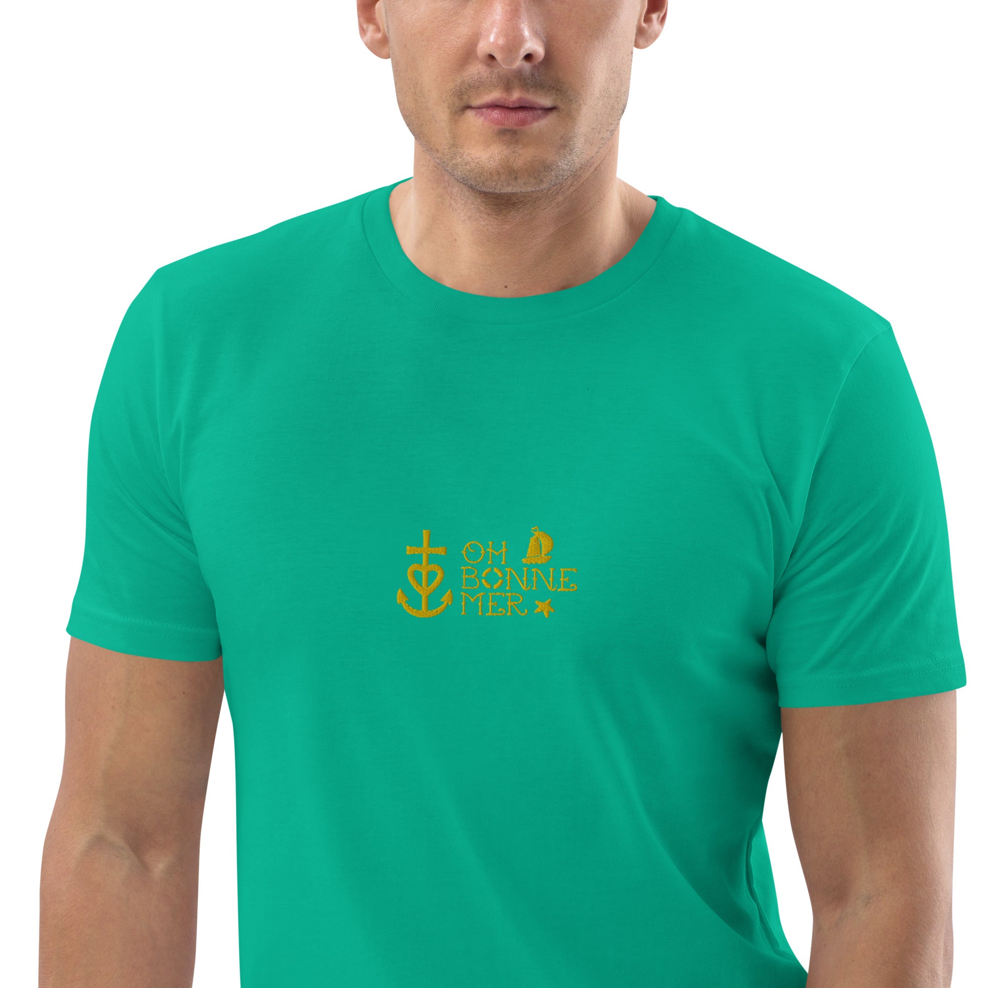 T-shirt unisexe en coton biologique Oh Bonne Mer 2 brodé sur couleurs vives