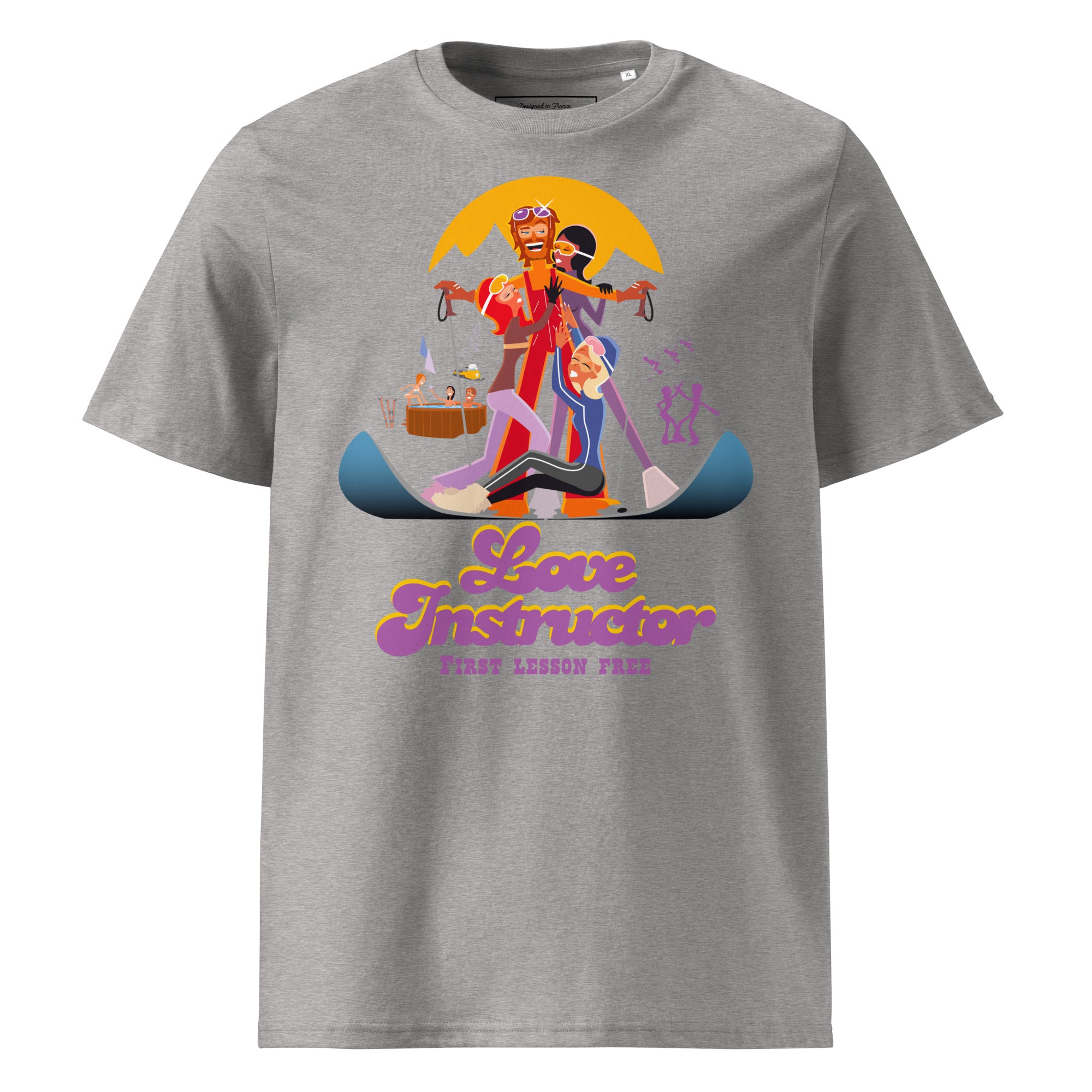 T-shirt unisexe en coton biologique Love instructor First lesson free sur couleurs claires