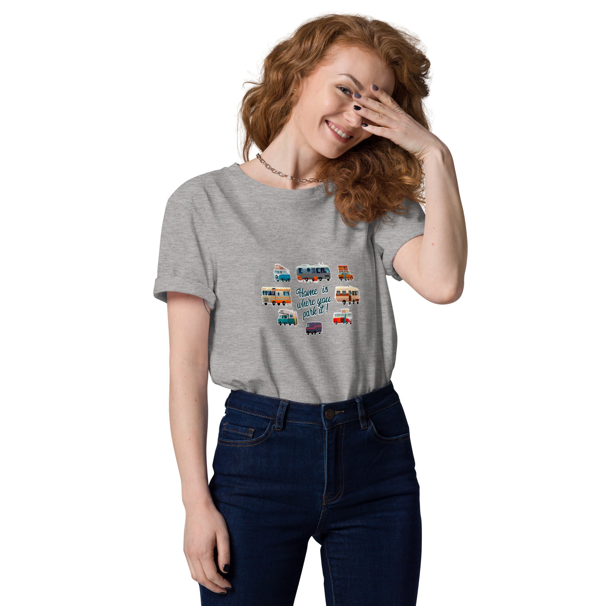 T-shirt unisexe en coton biologique Square Vintage Campers sur couleurs claires