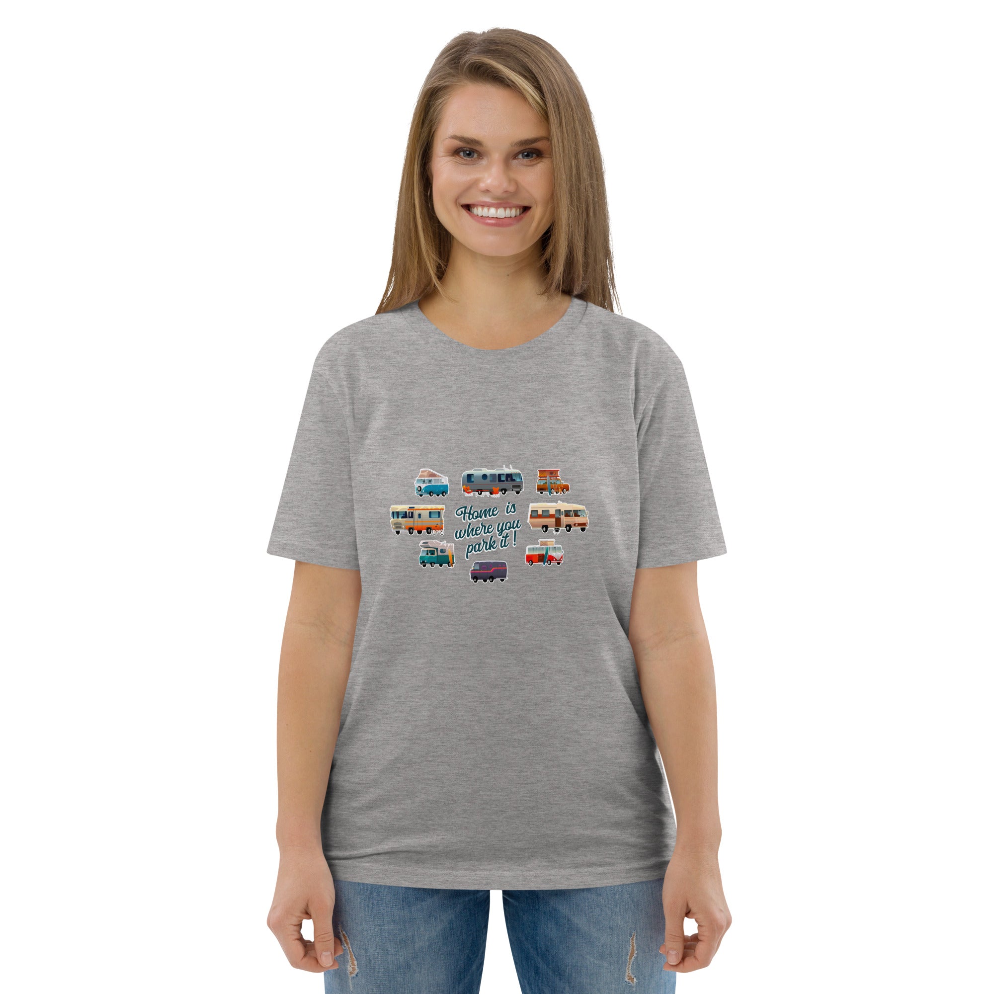 T-shirt unisexe en coton biologique Square Vintage Campers sur couleurs claires