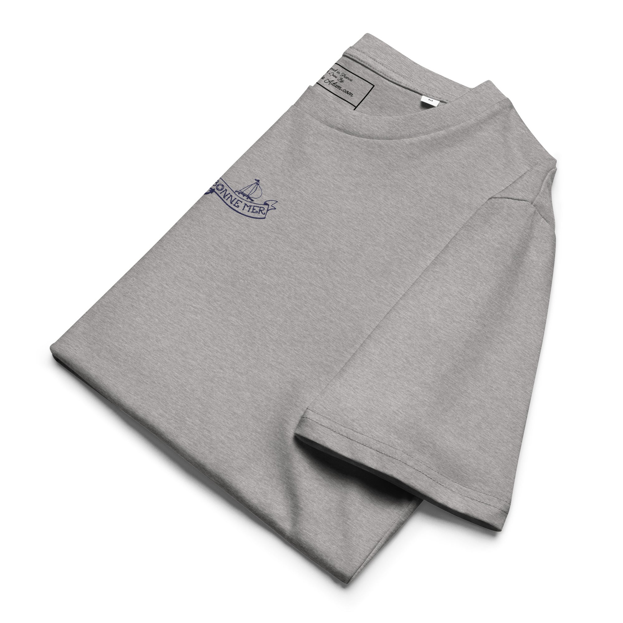 T-shirt unisexe en coton biologique Oh Bonne Mer Tattoo navy brodé sur couleurs claires