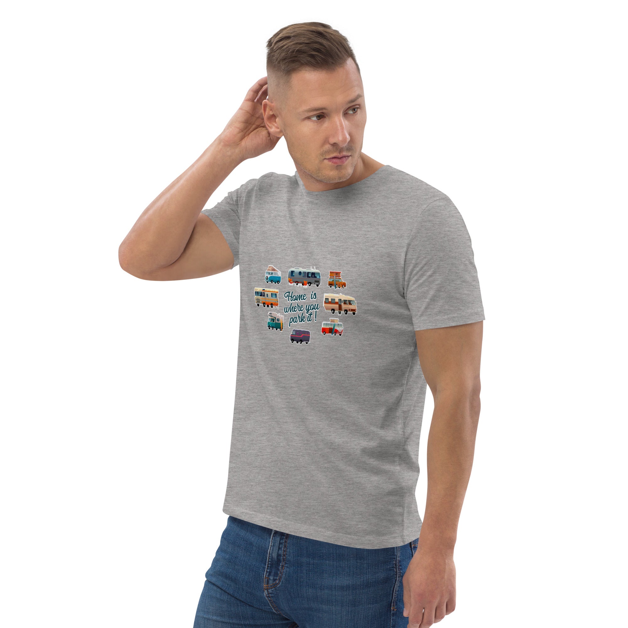 T-shirt unisexe en coton biologique Square Vintage Campers sur couleurs claires