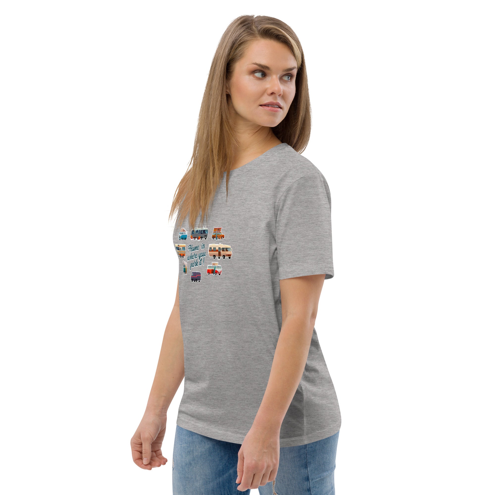 T-shirt unisexe en coton biologique Square Vintage Campers sur couleurs claires