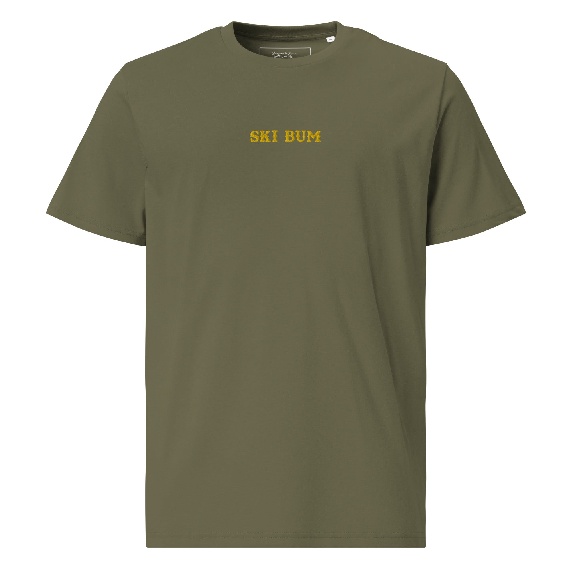 Unisex organic cotton t-shirt Ski Bum embroidered pattern