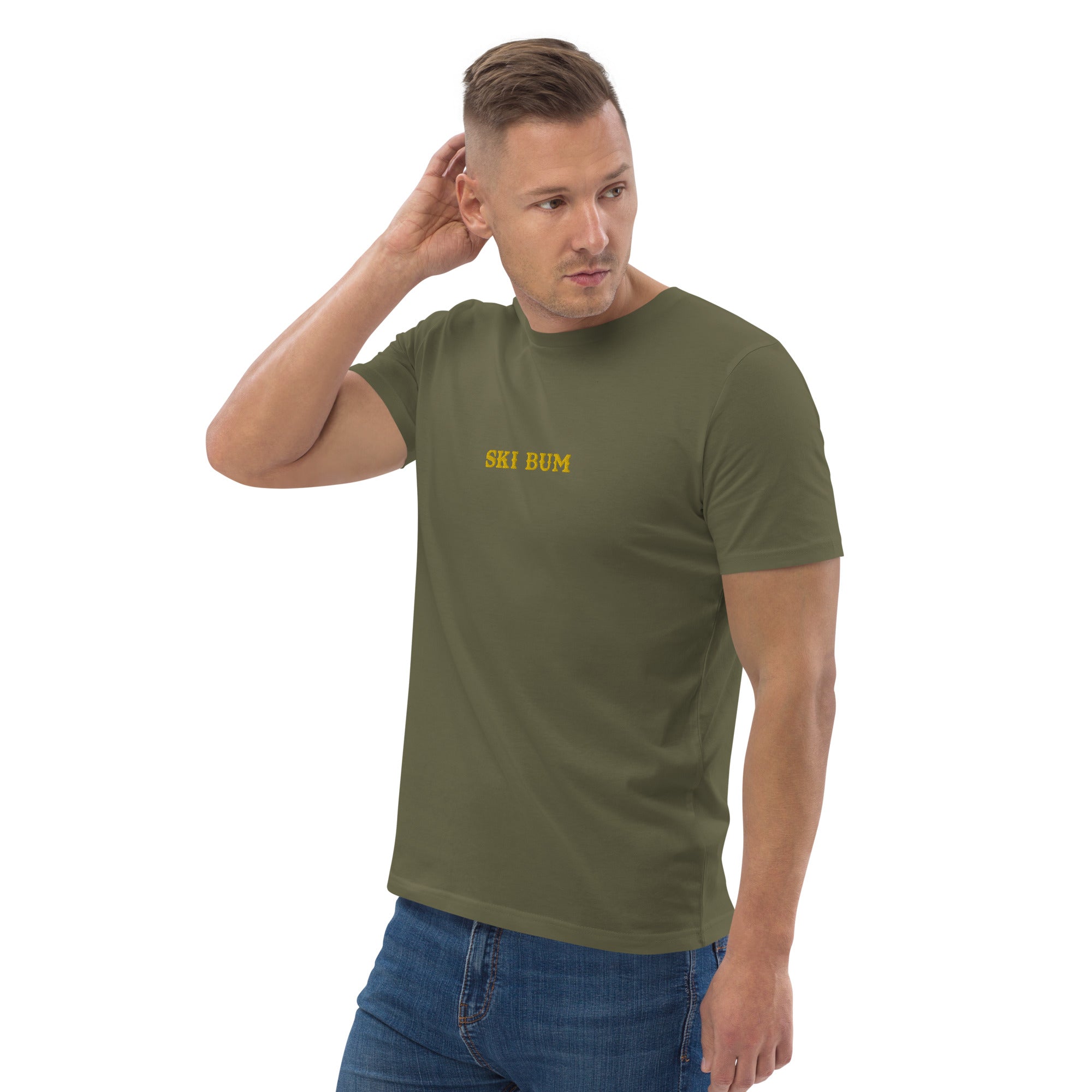 Unisex organic cotton t-shirt Ski Bum embroidered pattern
