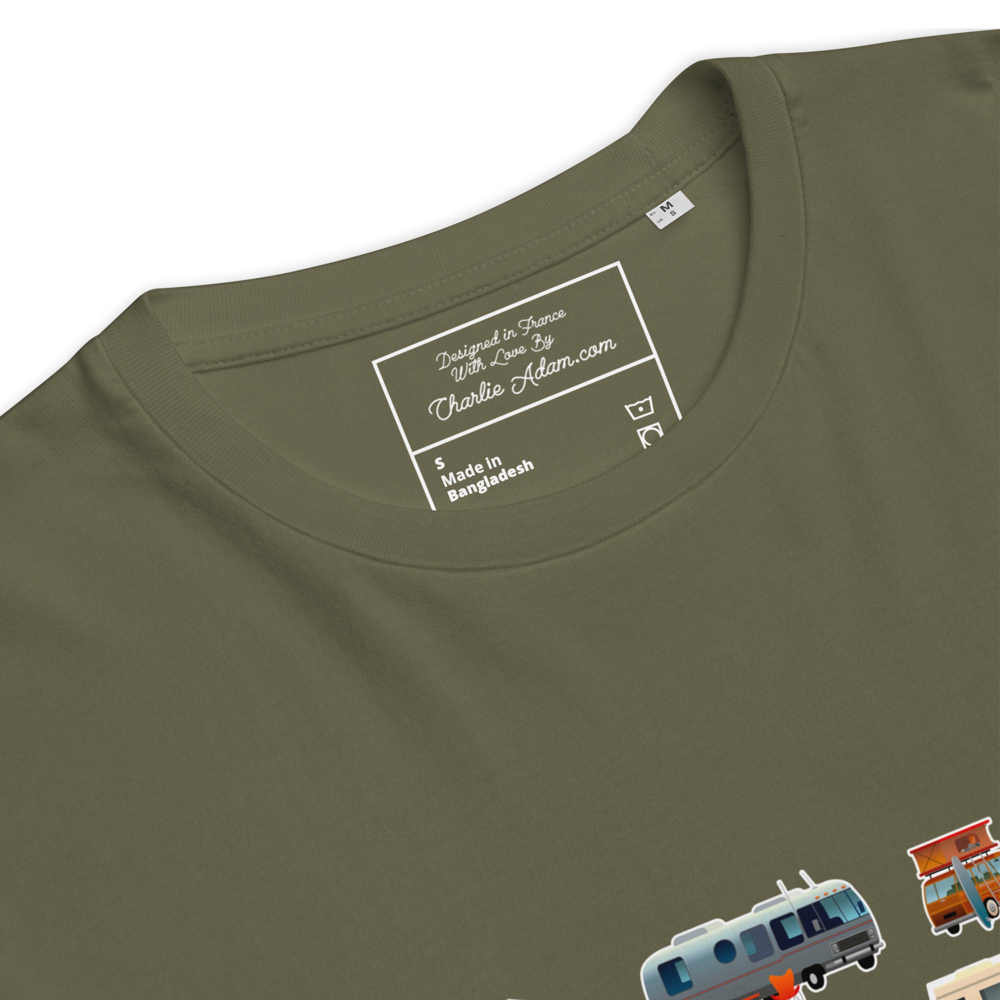 T-shirt unisexe en coton biologique Square Vintage Campers sur couleurs foncées