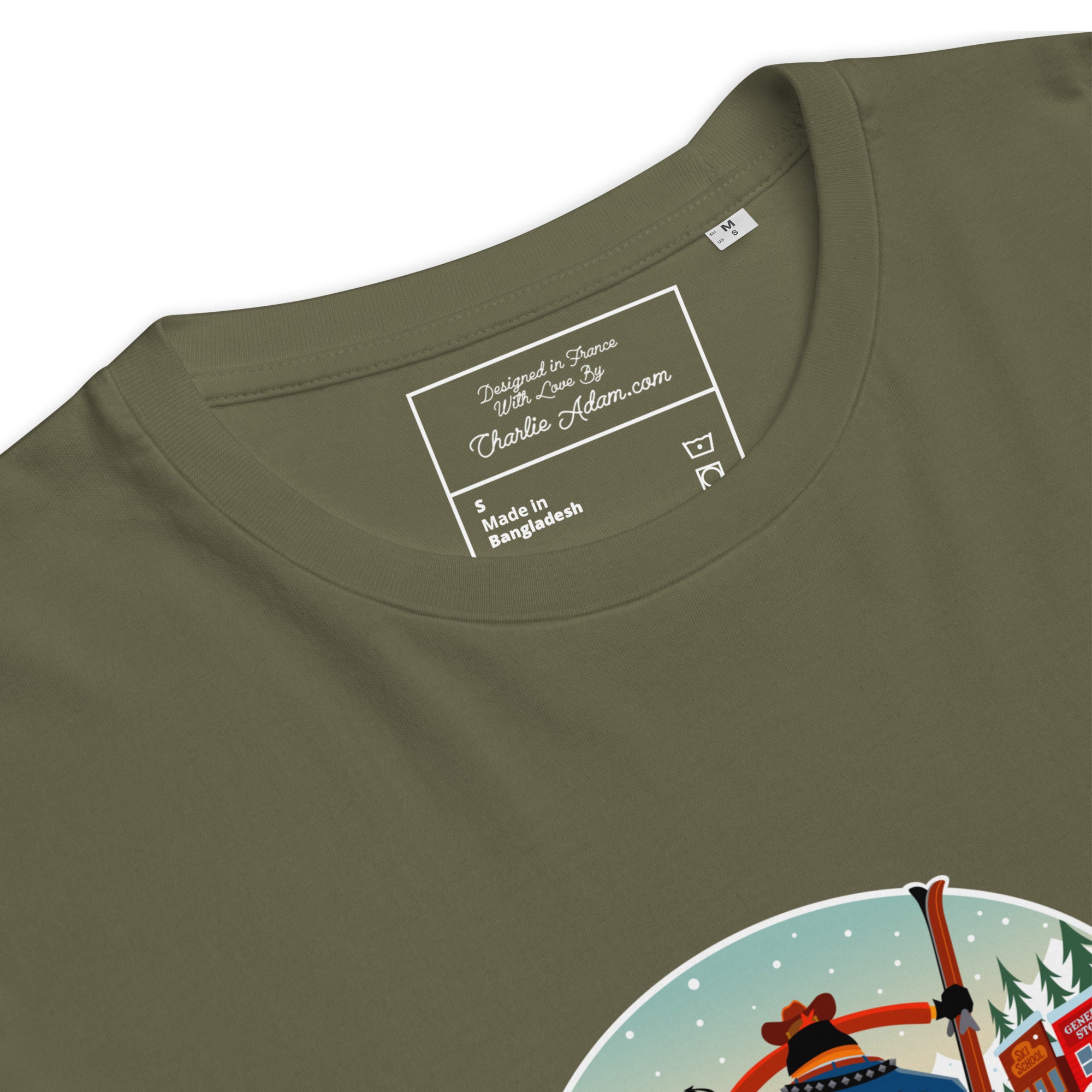 T-shirt unisexe en coton biologique Ski Fight at OK Corral sur couleurs foncées