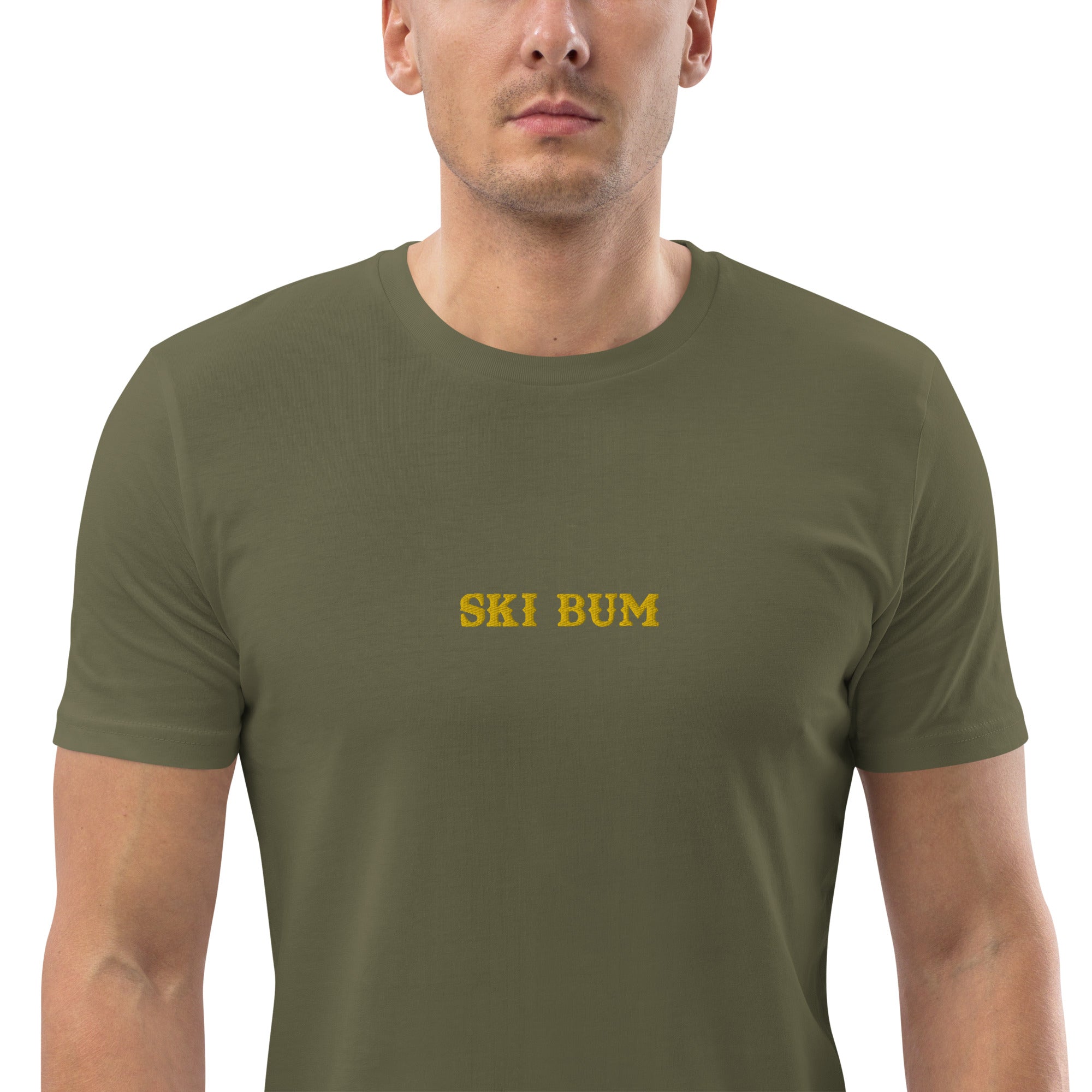 Unisex organic cotton t-shirt Ski Bum embroidered pattern