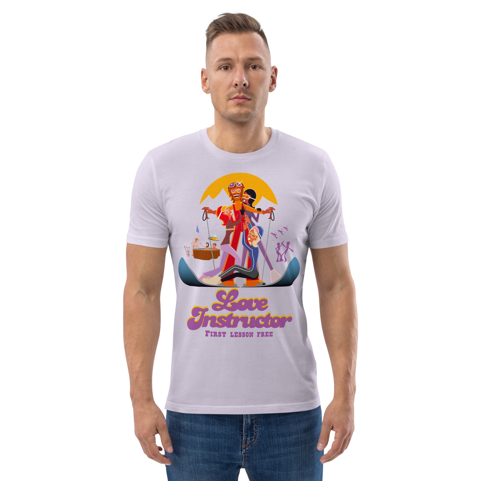 T-shirt unisexe en coton biologique Love instructor First lesson free sur couleurs claires