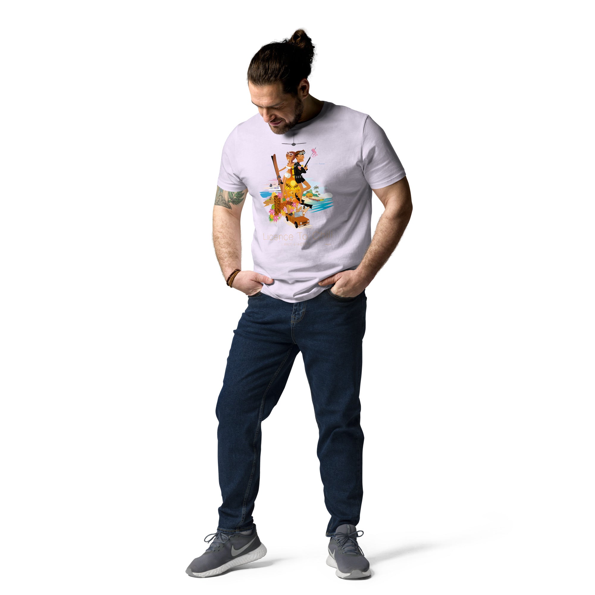 Unisex organic cotton t-shirt License To Chill Vamos a la Playa on light colors