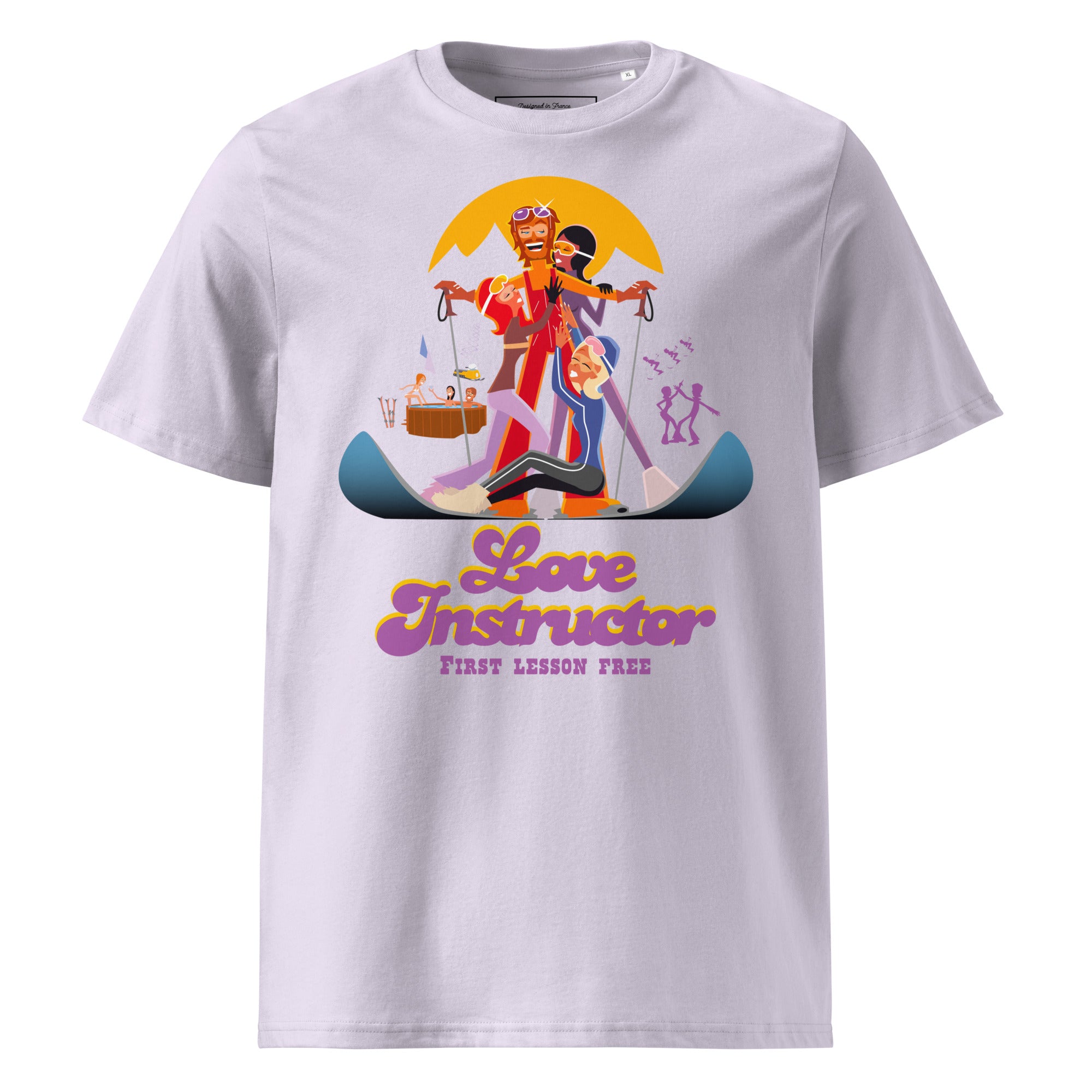 T-shirt unisexe en coton biologique Love instructor First lesson free sur couleurs claires