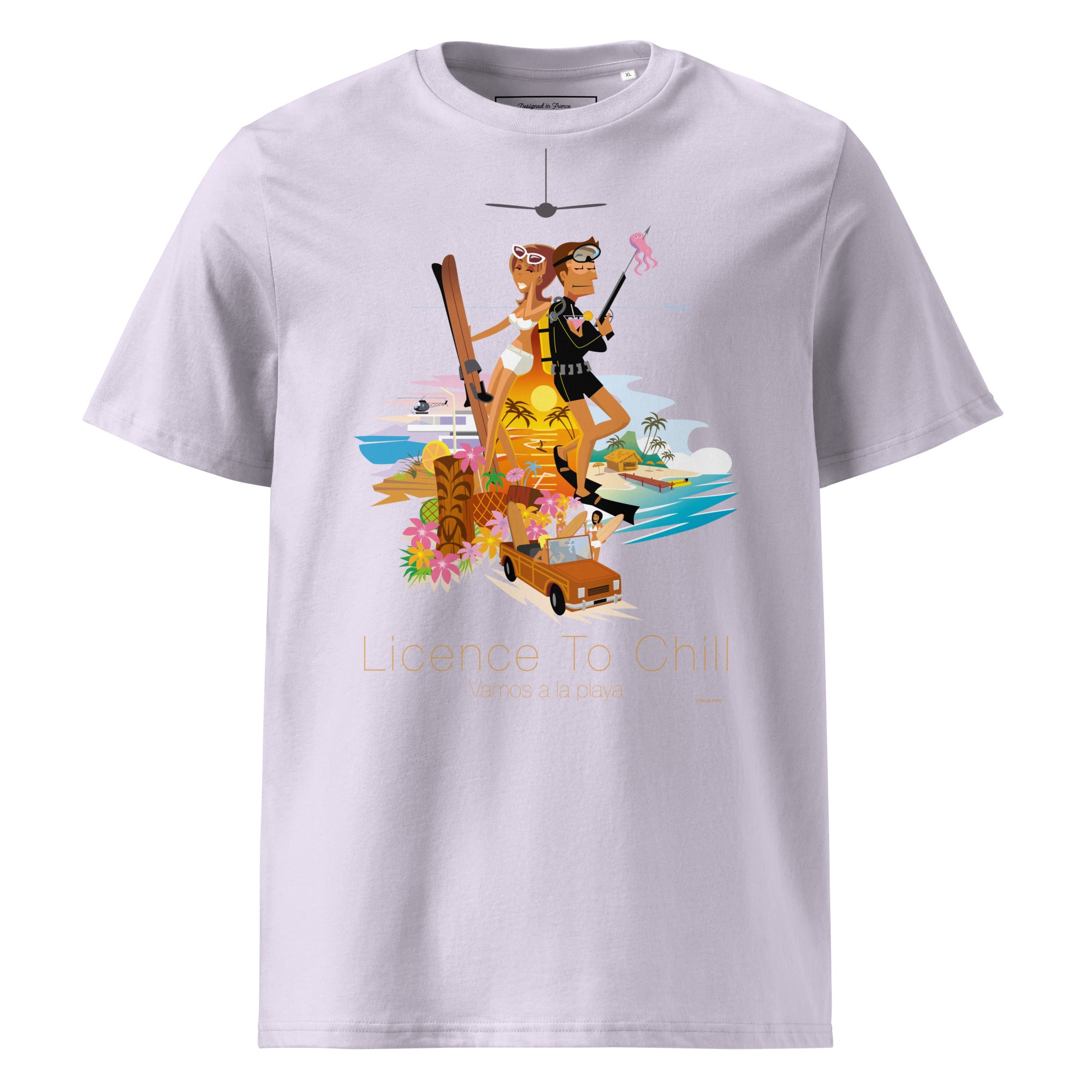Unisex organic cotton t-shirt License To Chill Vamos a la Playa on light colors