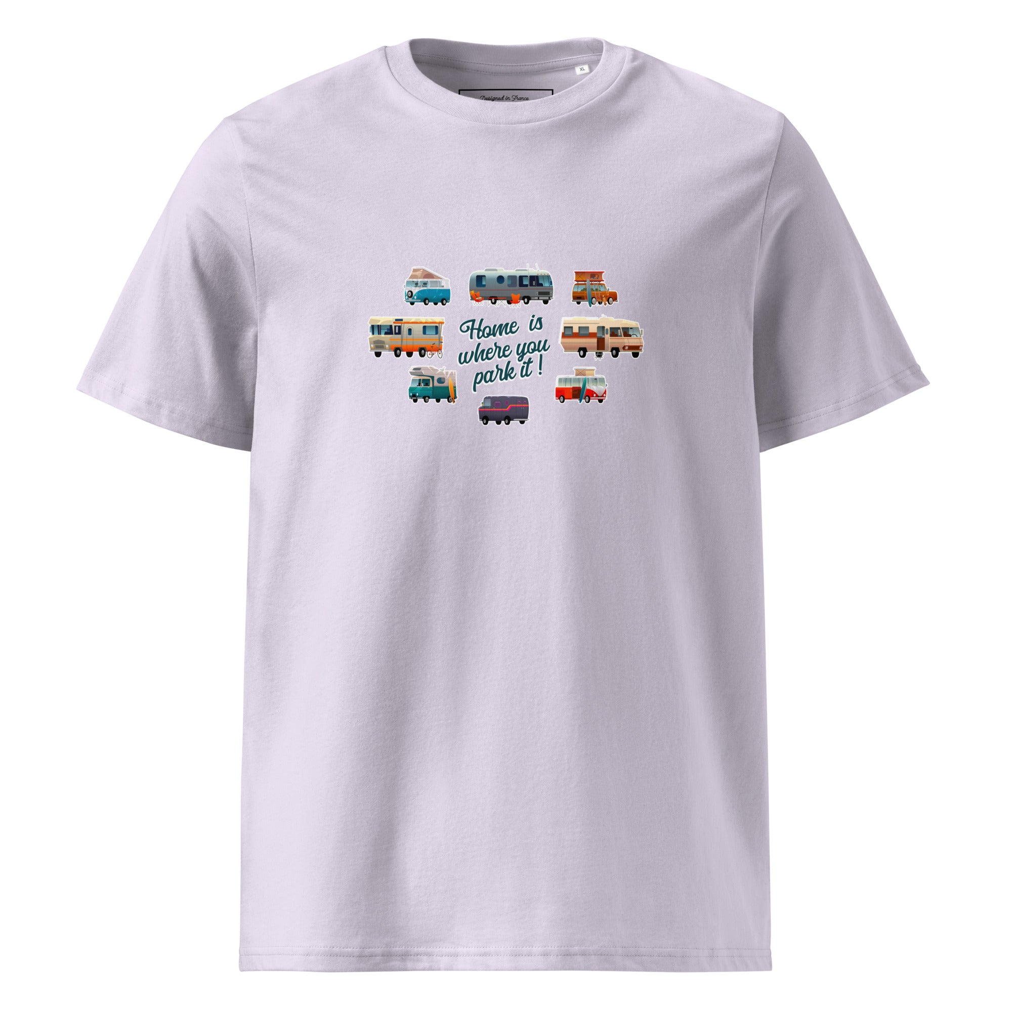 T-shirt unisexe en coton biologique Square Vintage Campers sur couleurs claires