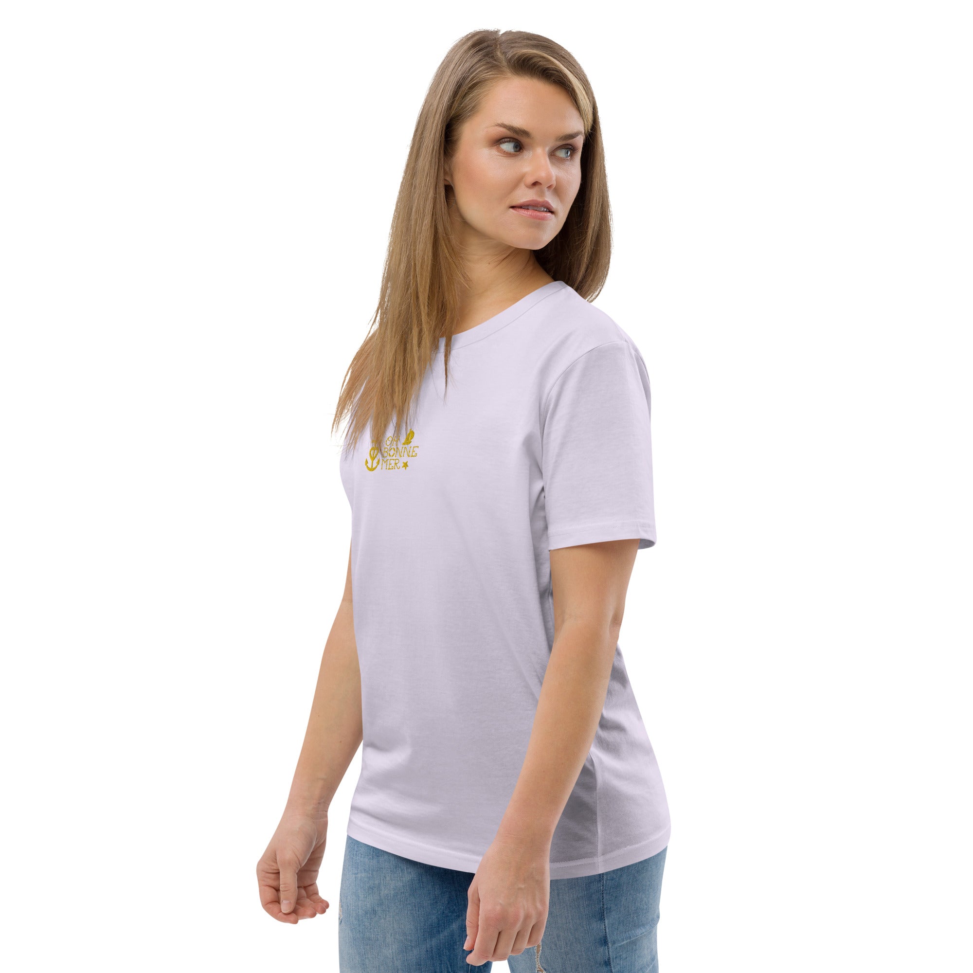 T-shirt unisexe en coton biologique Oh Bonne Mer 2 brodé sur couleurs claires