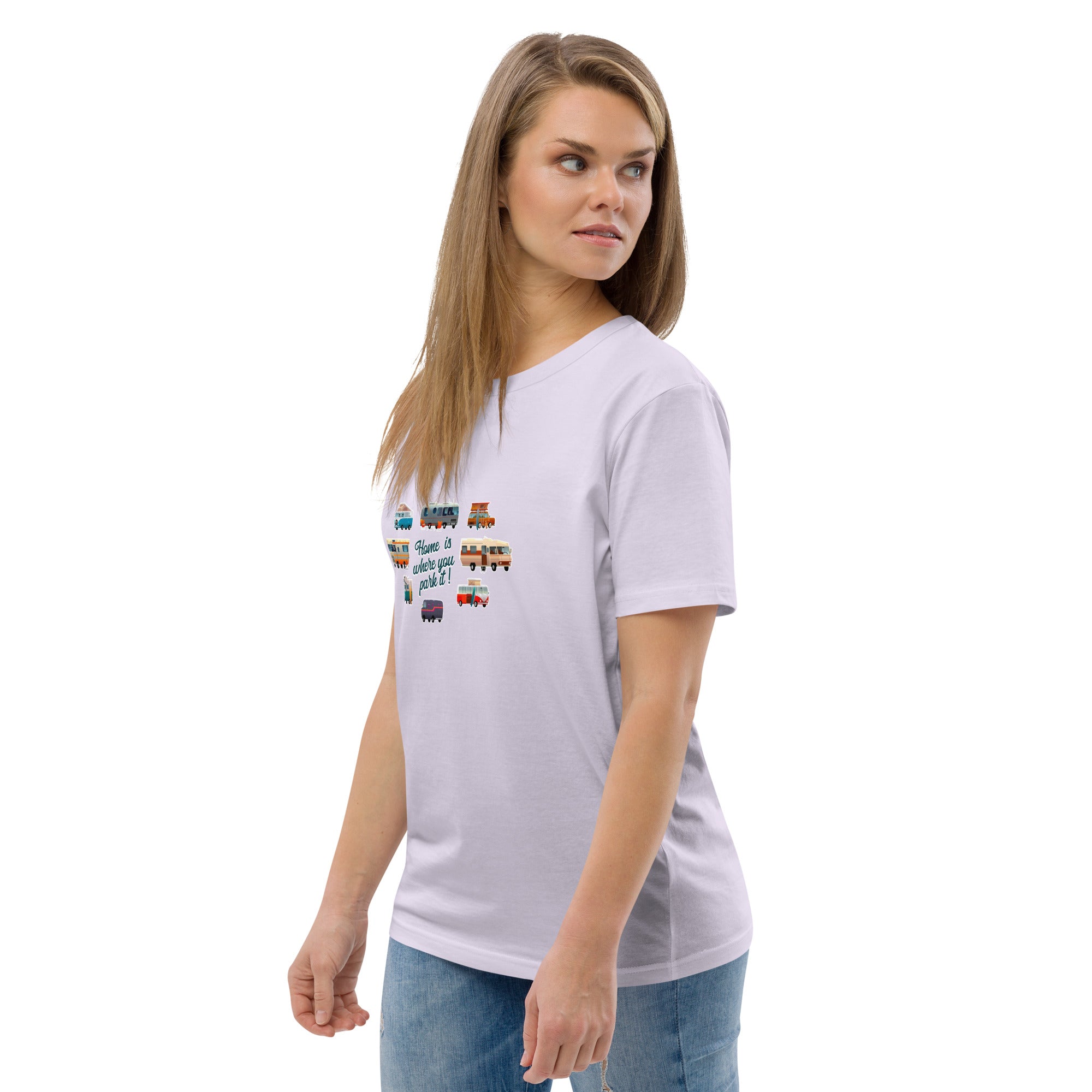 T-shirt unisexe en coton biologique Square Vintage Campers sur couleurs claires