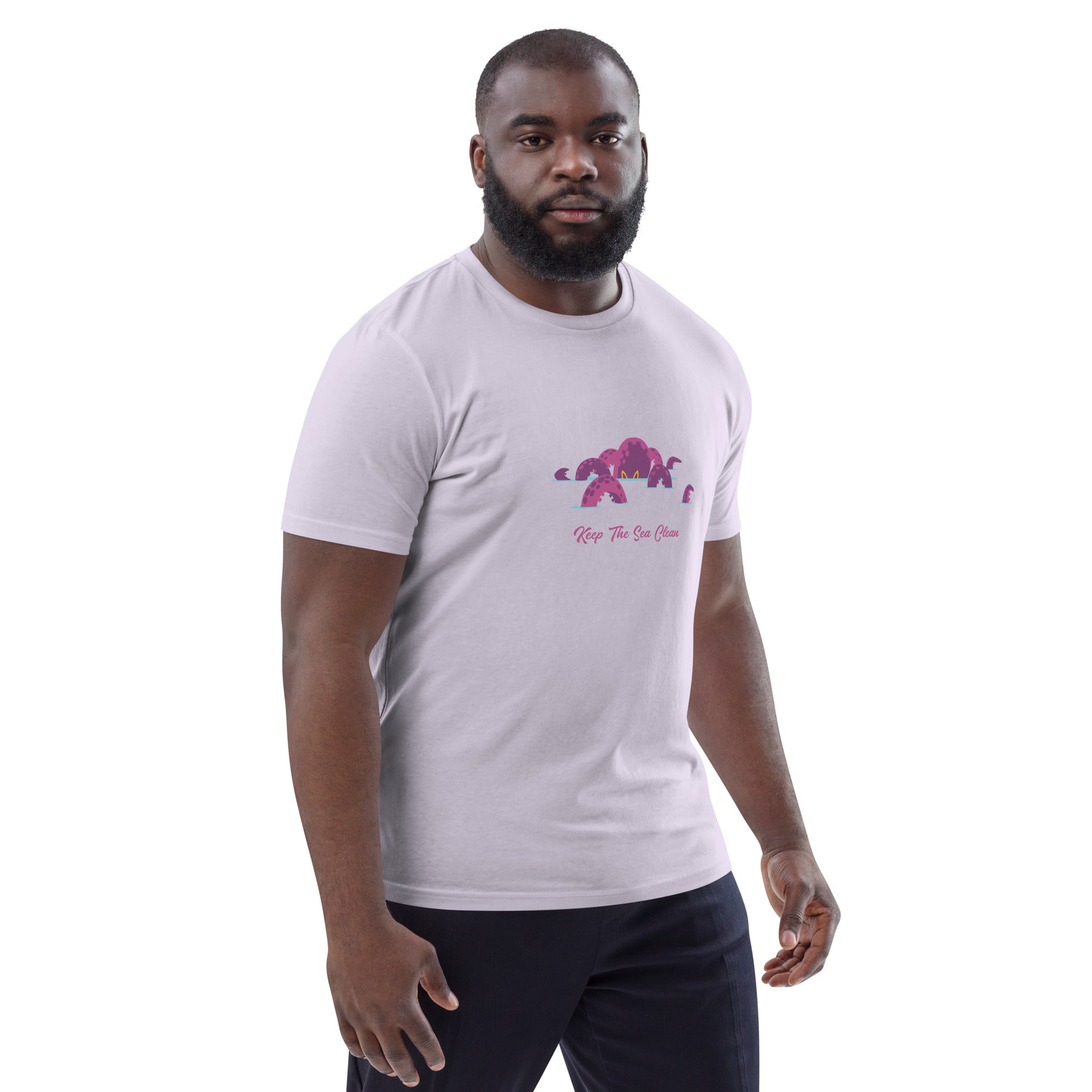 T-shirt unisexe en coton biologique Octopus Purple sur couleurs claires
