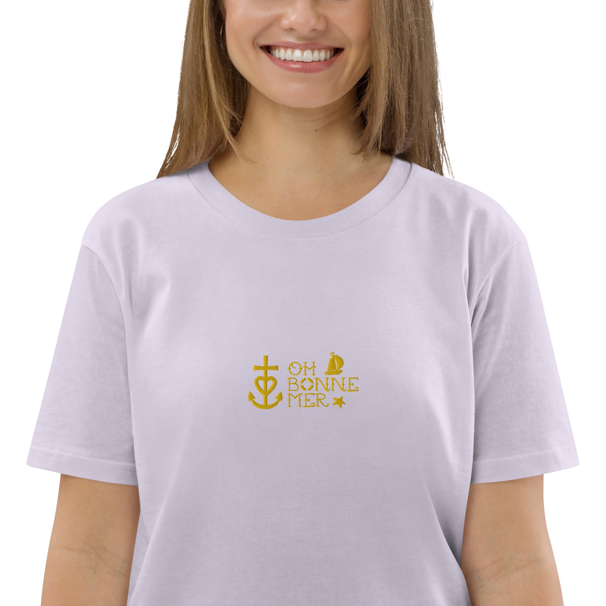 T-shirt unisexe en coton biologique Oh Bonne Mer 2 brodé sur couleurs claires