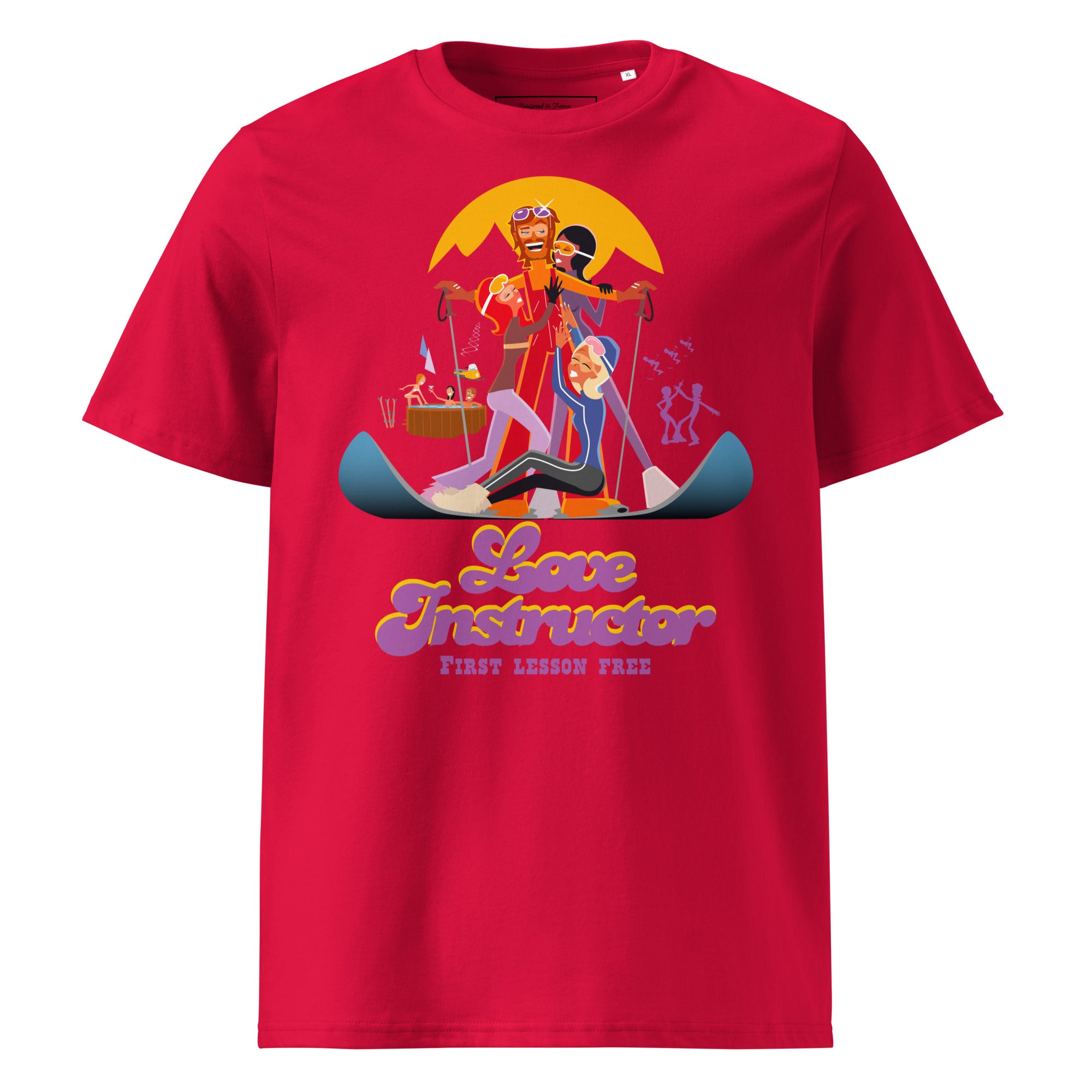 T-shirt unisexe en coton biologique Love instructor First lesson free sur couleurs claires