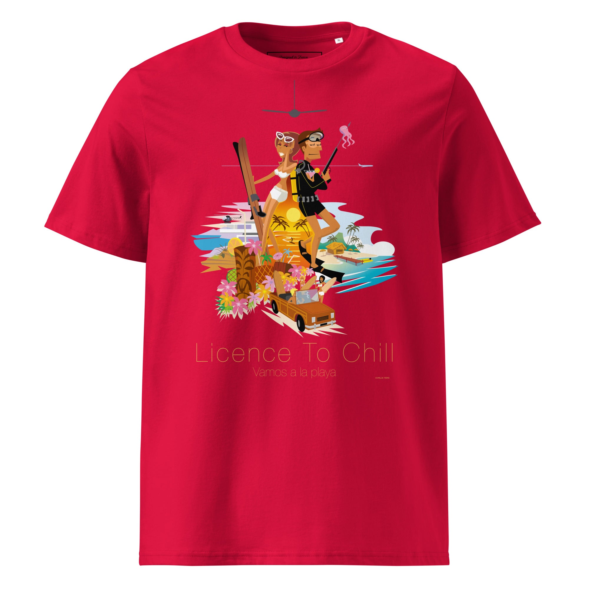 Unisex organic cotton t-shirt License To Chill Vamos a la Playa on light colors