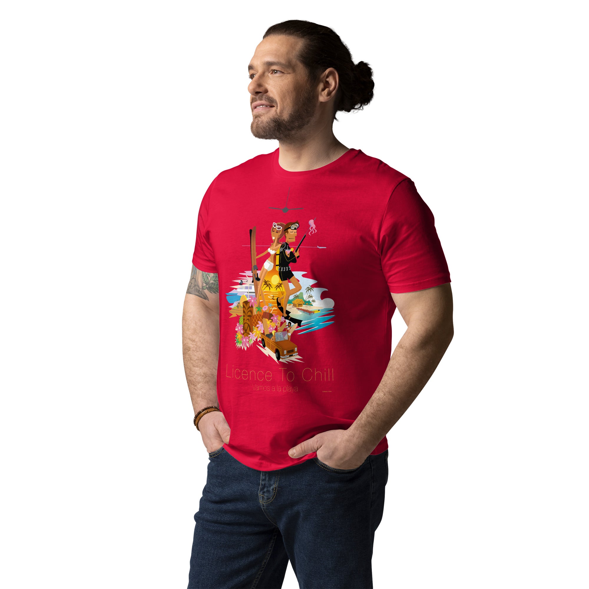 Unisex organic cotton t-shirt License To Chill Vamos a la Playa on light colors