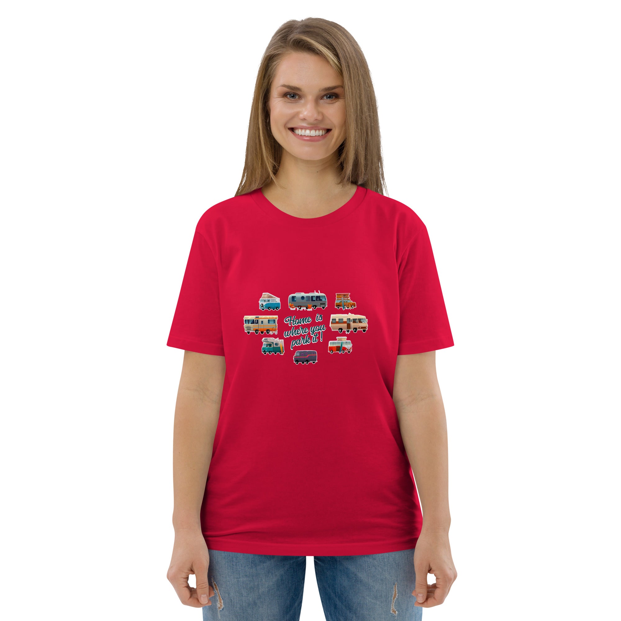 T-shirt unisexe en coton biologique Square Vintage Campers sur couleurs claires