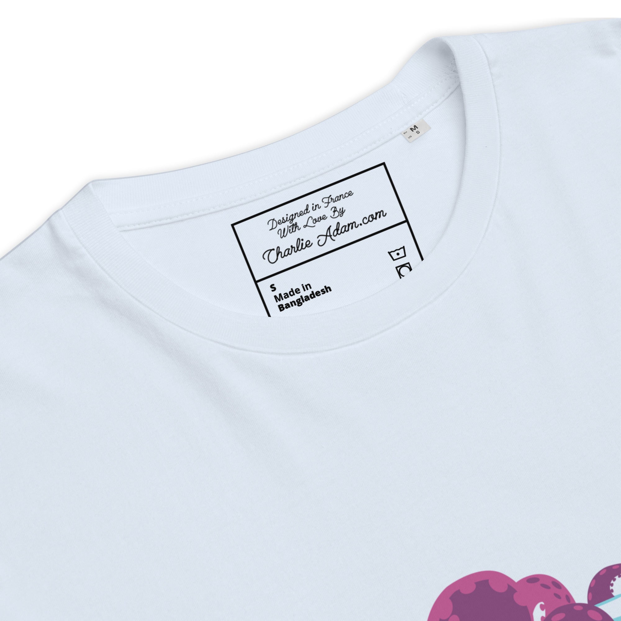 T-shirt unisexe en coton biologique Octopus Purple sur couleurs claires