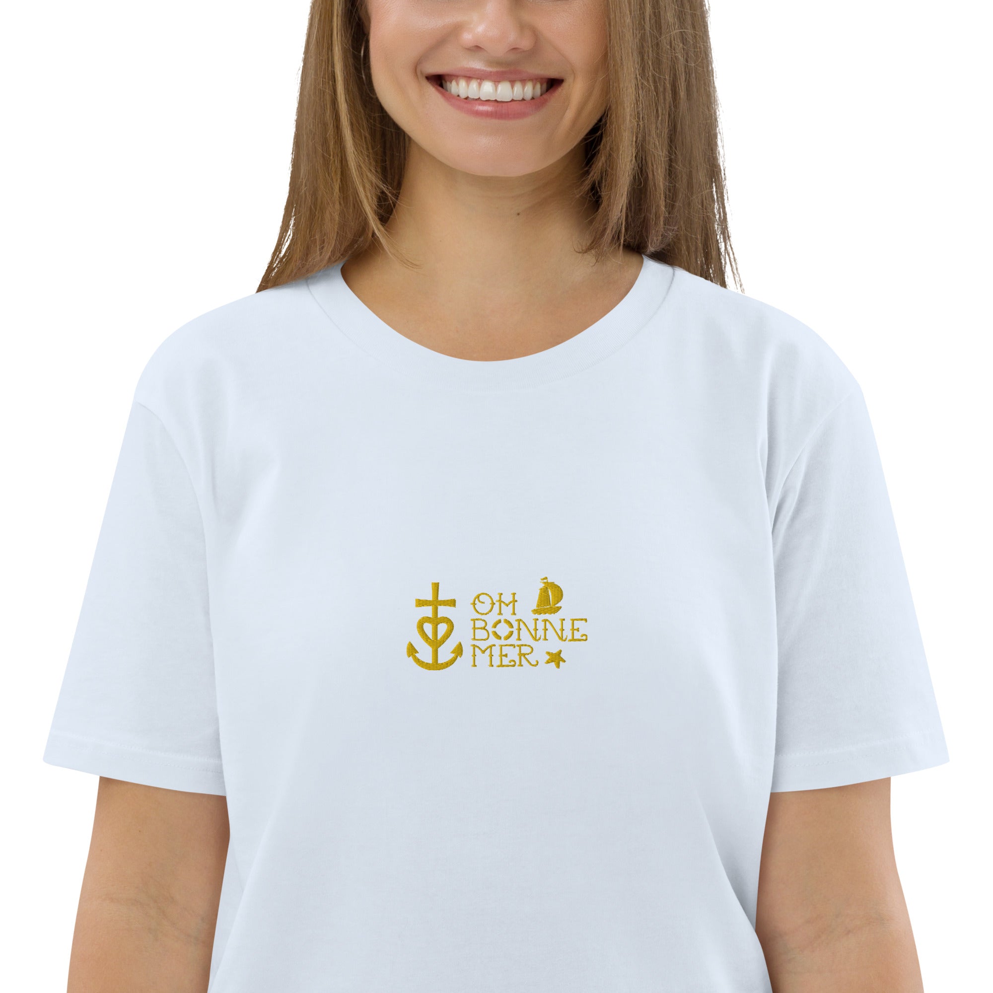T-shirt unisexe en coton biologique Oh Bonne Mer 2 brodé sur couleurs claires