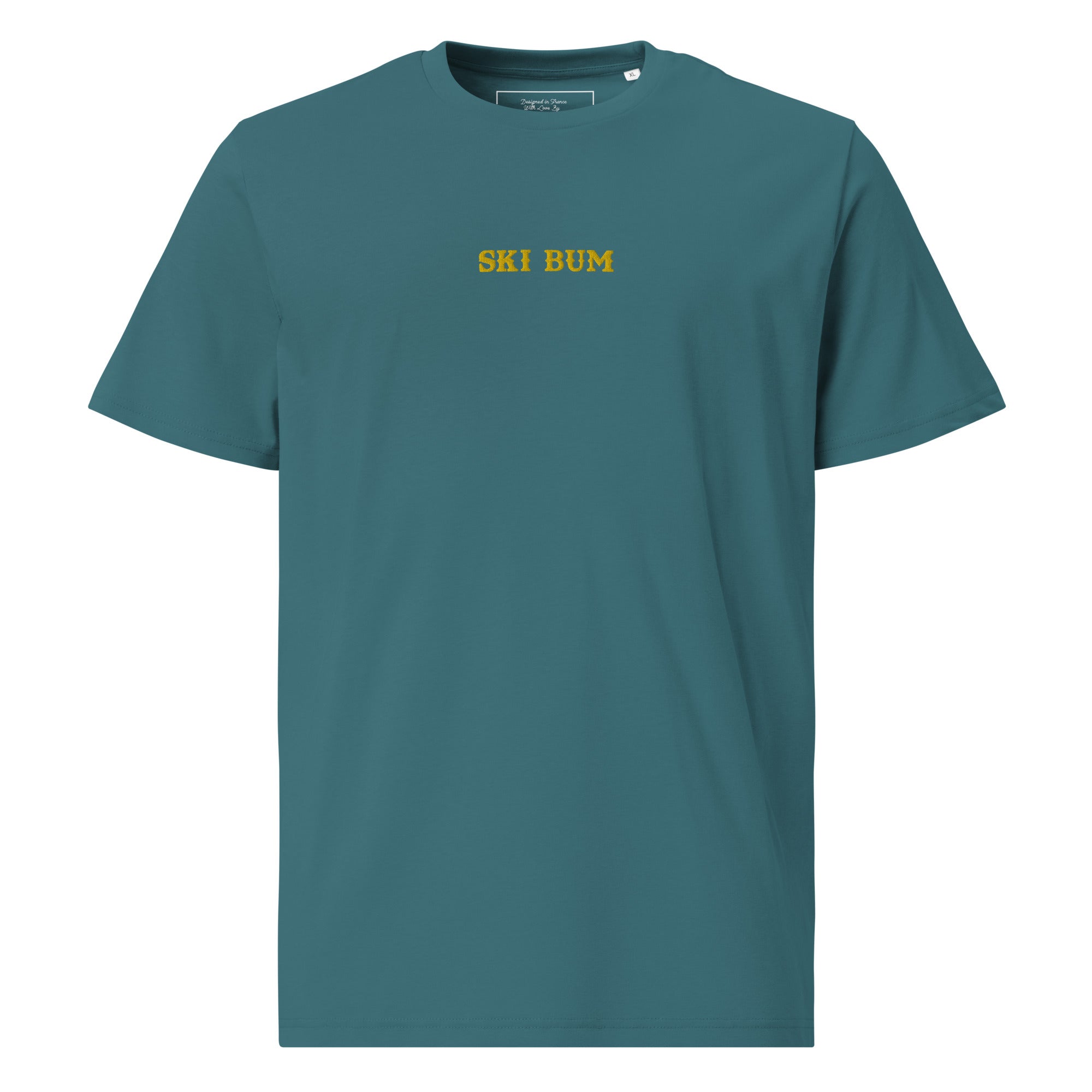 Unisex organic cotton t-shirt Ski Bum embroidered pattern