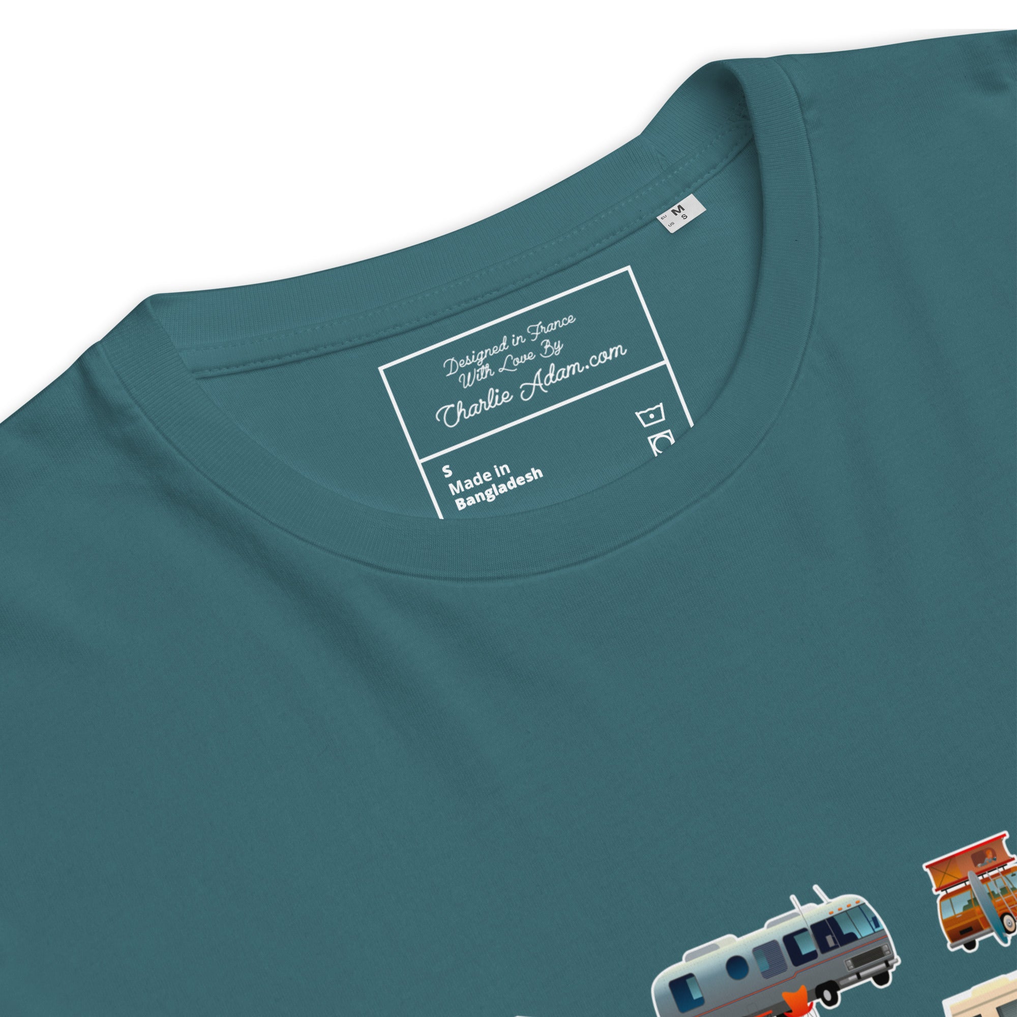 T-shirt unisexe en coton biologique Square Vintage Campers sur couleurs foncées