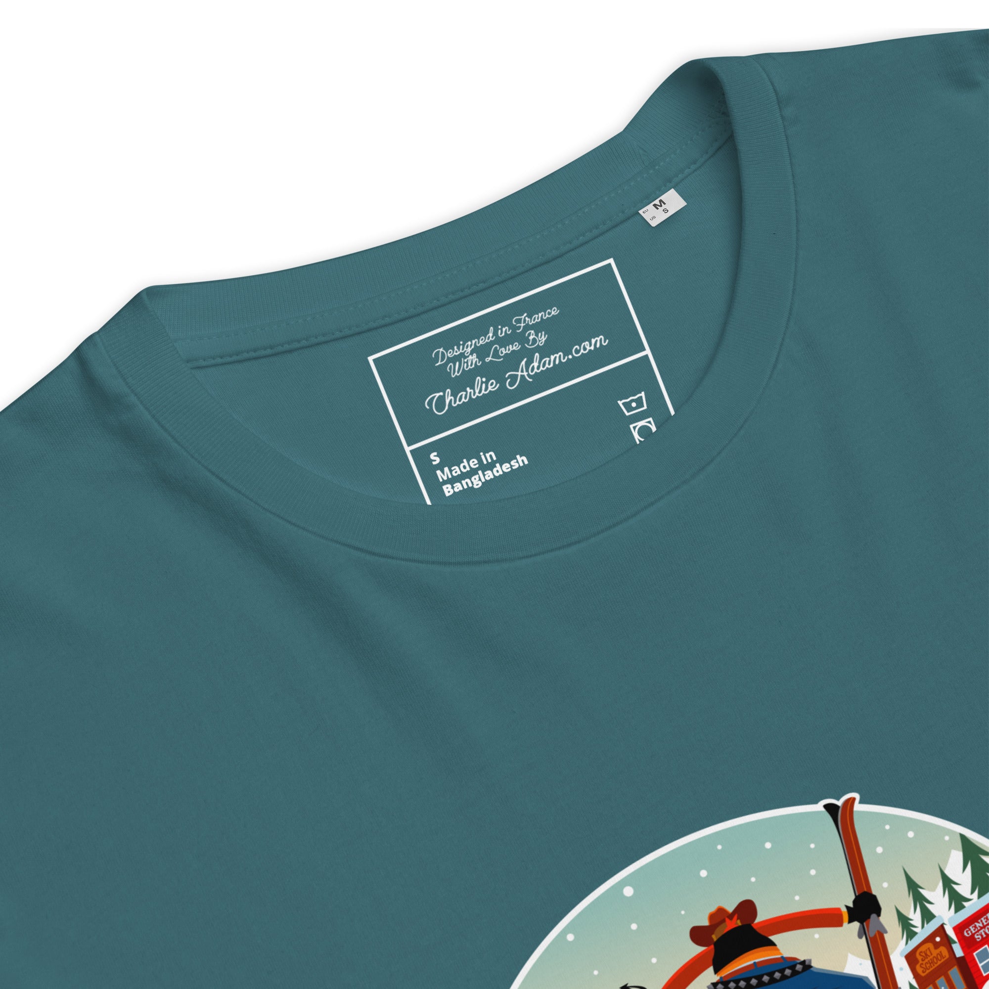 T-shirt unisexe en coton biologique Ski Fight at OK Corral sur couleurs foncées