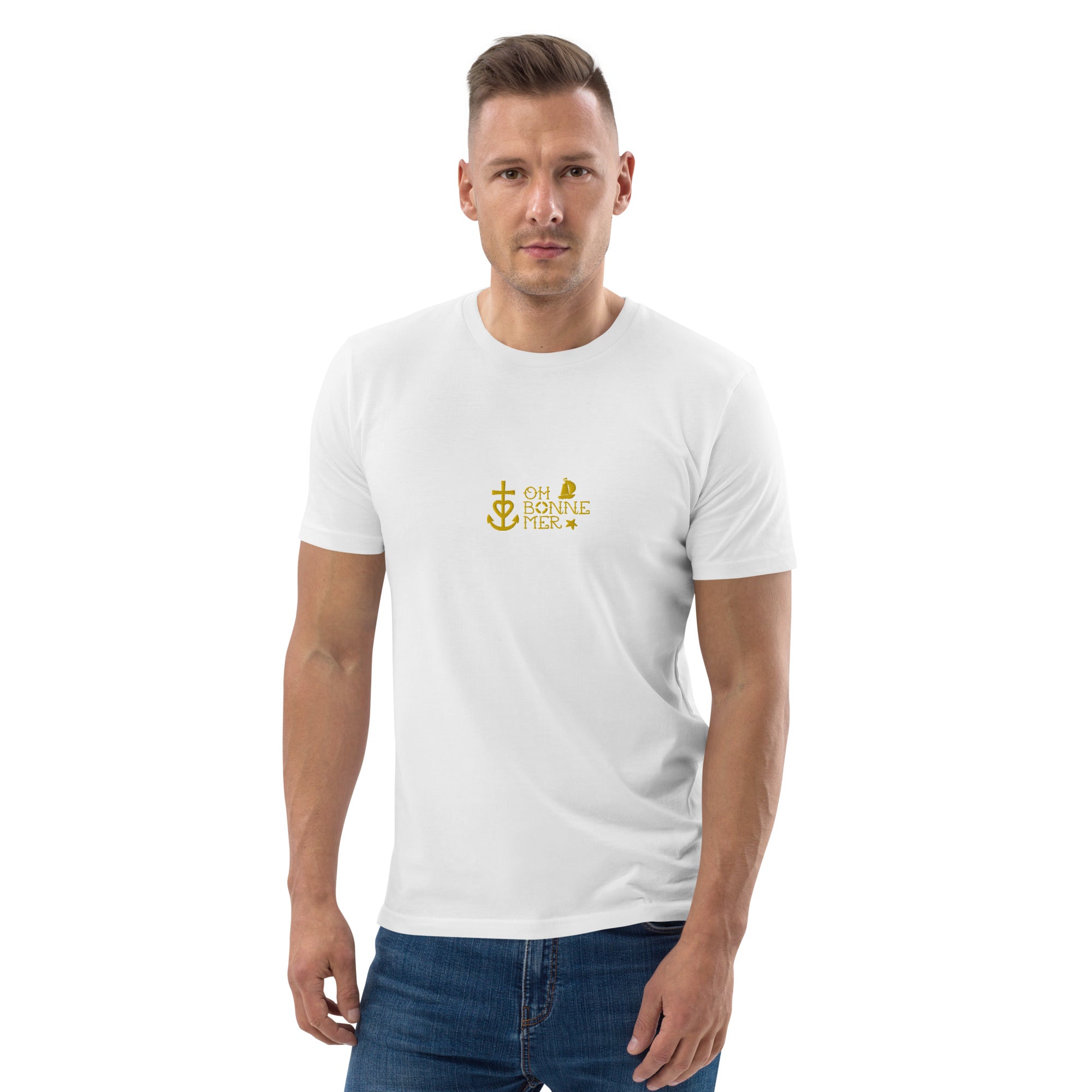 T-shirt unisexe en coton biologique Oh Bonne Mer 2 brodé sur couleurs claires