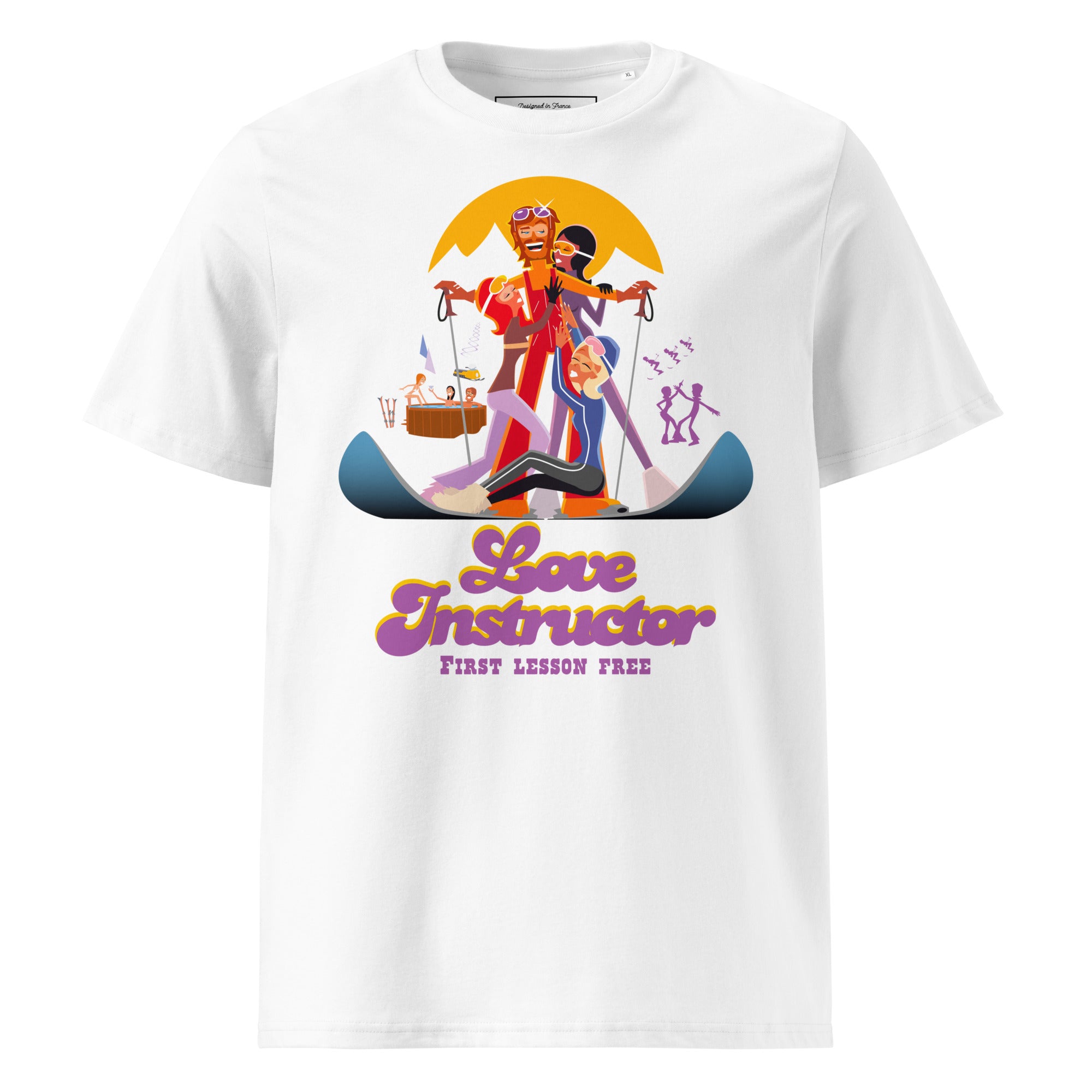 T-shirt unisexe en coton biologique Love instructor First lesson free sur couleurs claires
