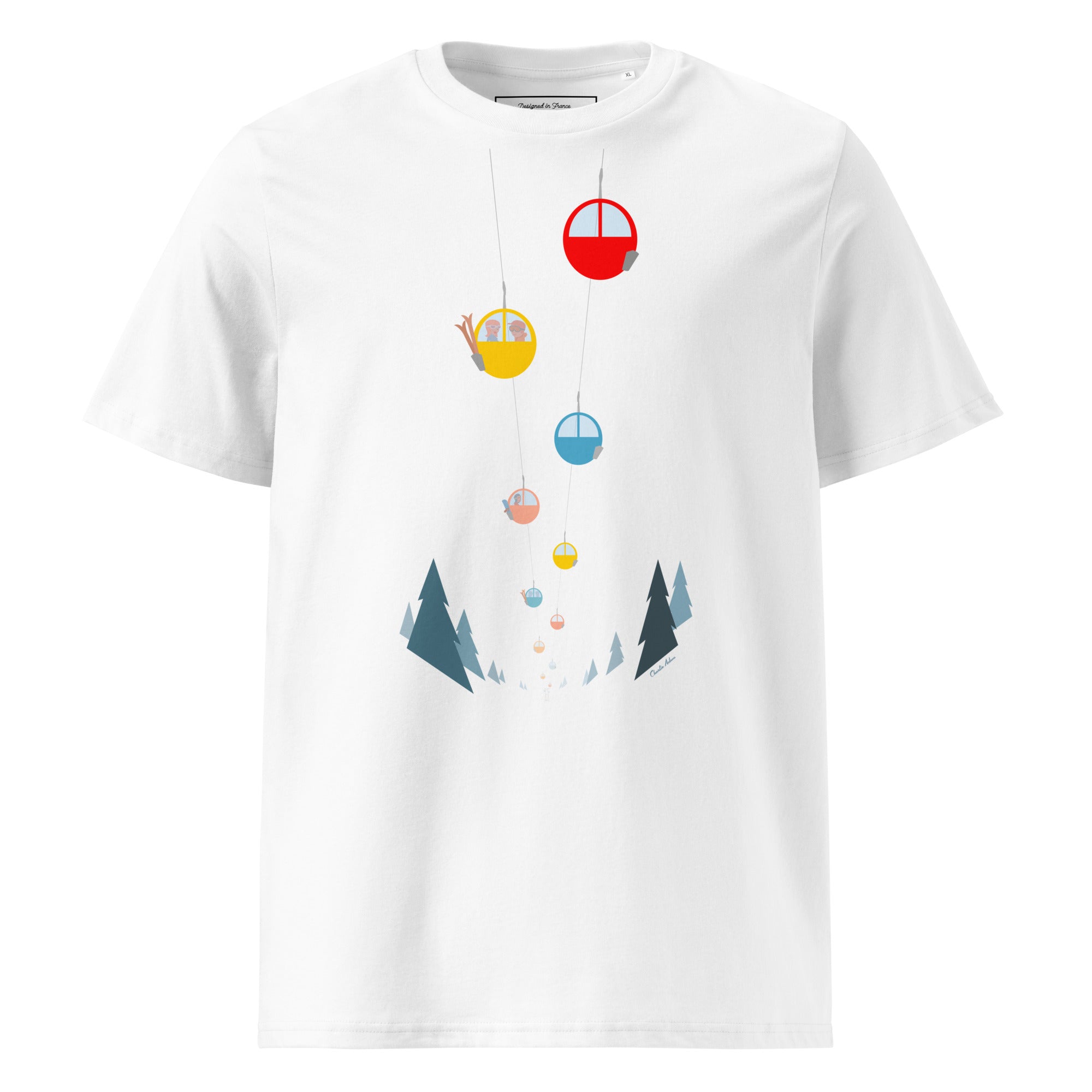 T-shirt unisexe en coton biologique Gondolas in the mist sur couleurs claires