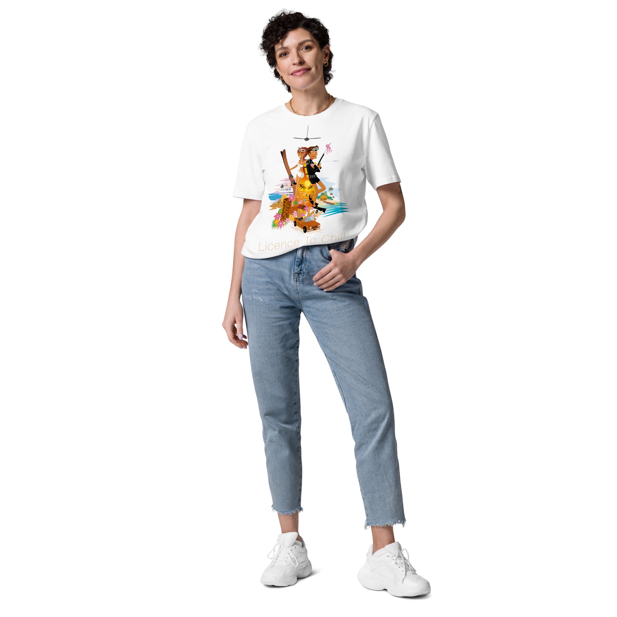 Unisex organic cotton t-shirt License To Chill Vamos a la Playa on light colors