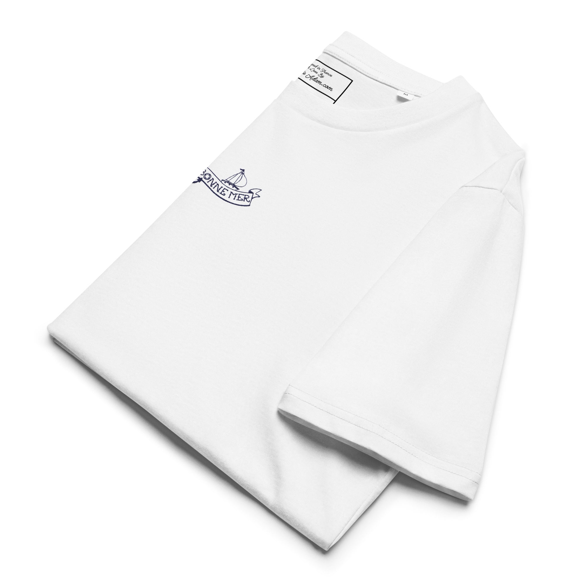 T-shirt unisexe en coton biologique Oh Bonne Mer Tattoo navy brodé sur couleurs claires