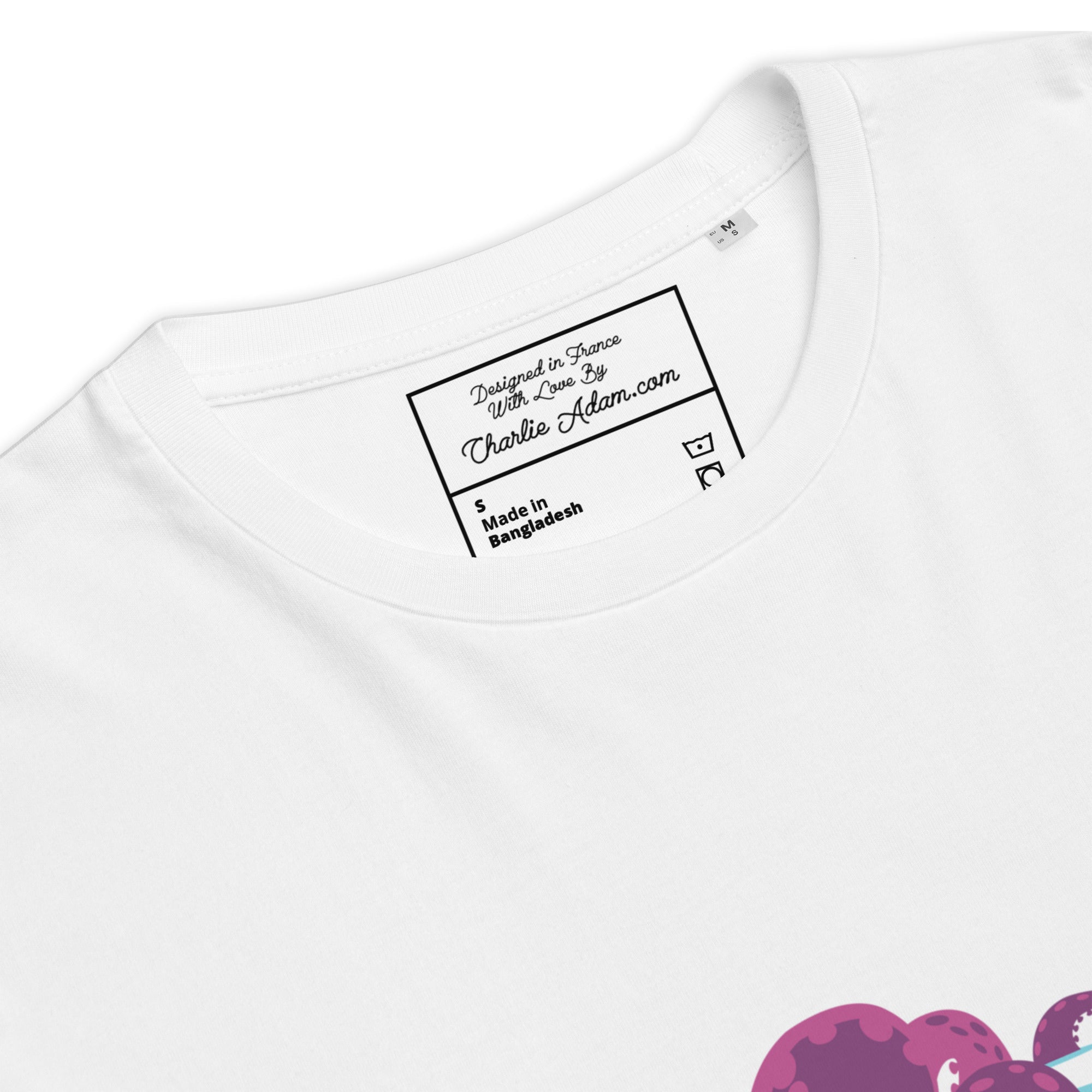 T-shirt unisexe en coton biologique Octopus Purple sur couleurs claires