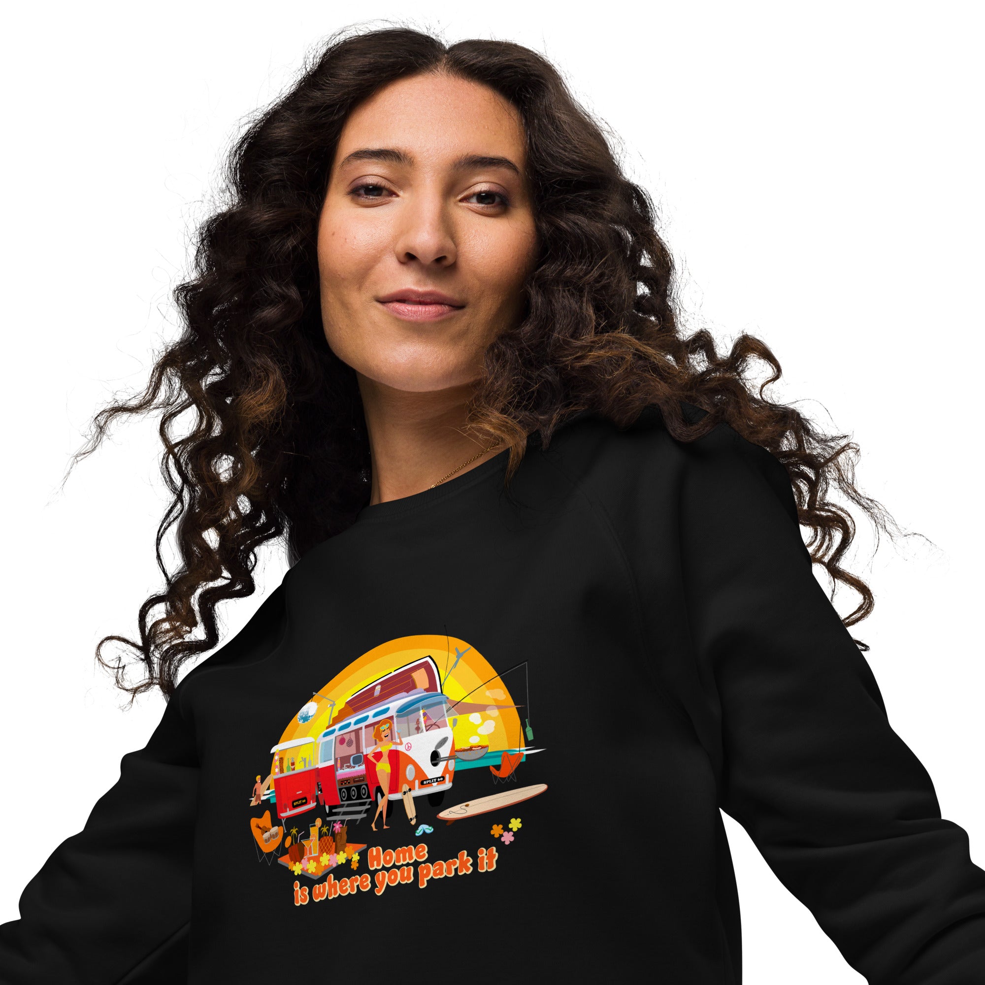 Unisex organic raglan sweatshirt Ultra Combi Home is where you park it