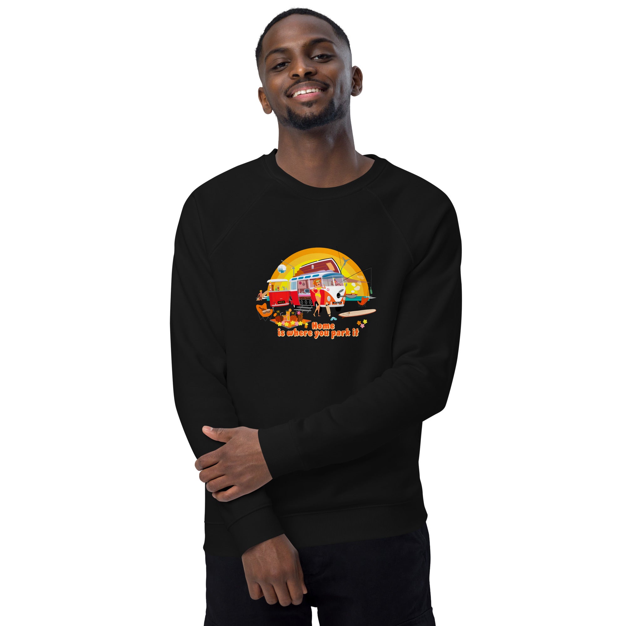 Unisex organic raglan sweatshirt Ultra Combi Home is where you park it