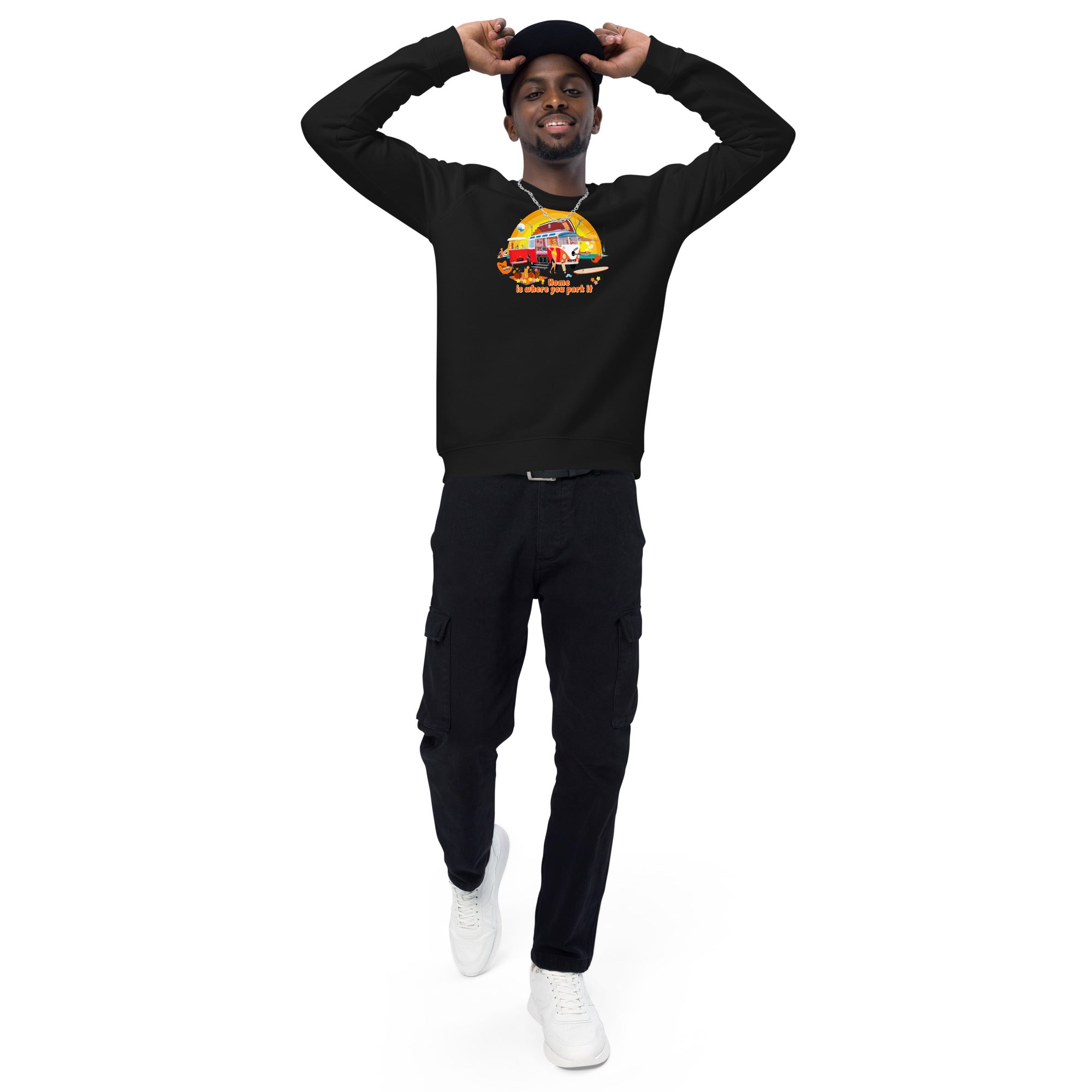 Unisex organic raglan sweatshirt Ultra Combi Home is where you park it